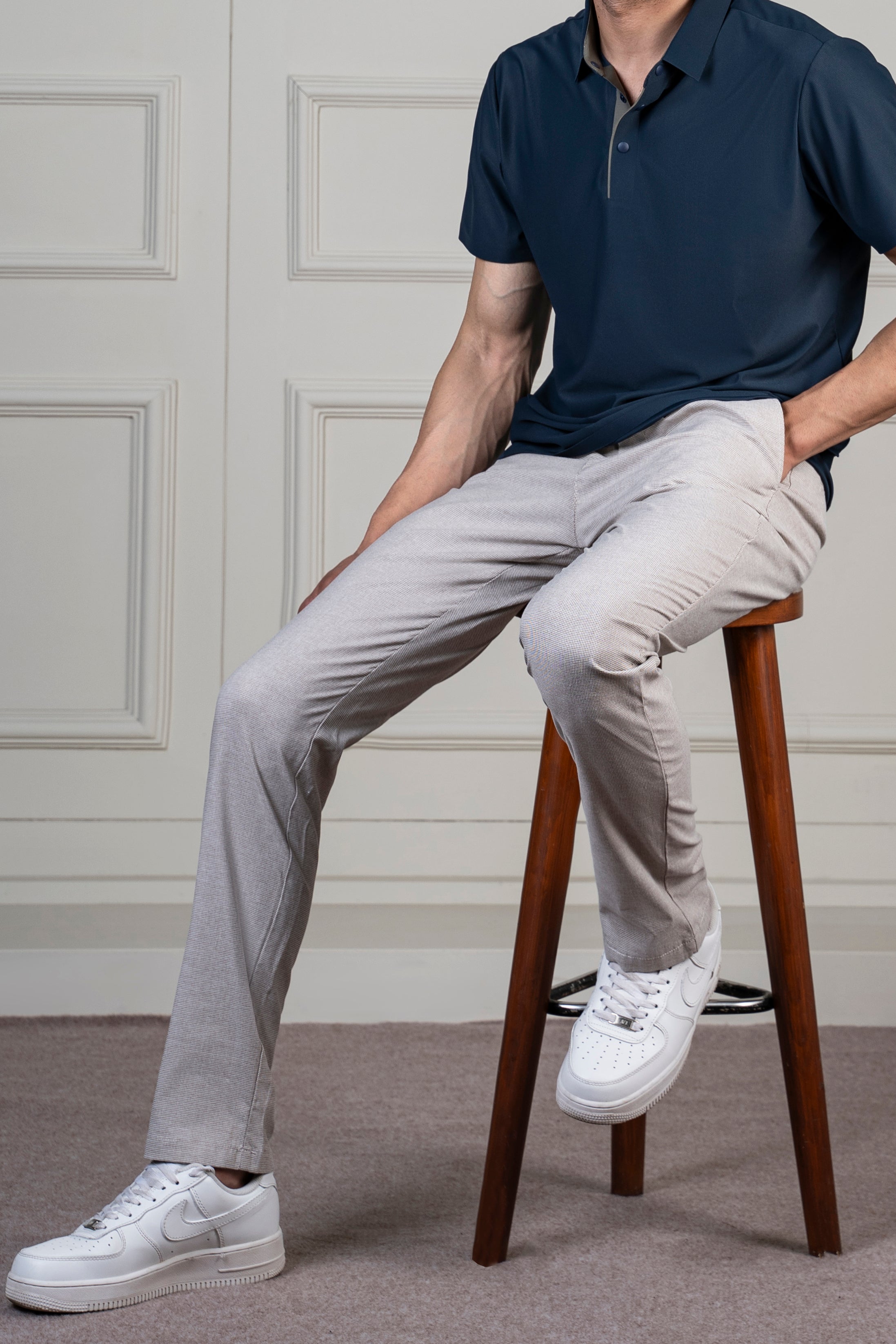 HOUNDSTOOTH SMART FIT PANT KHAKI