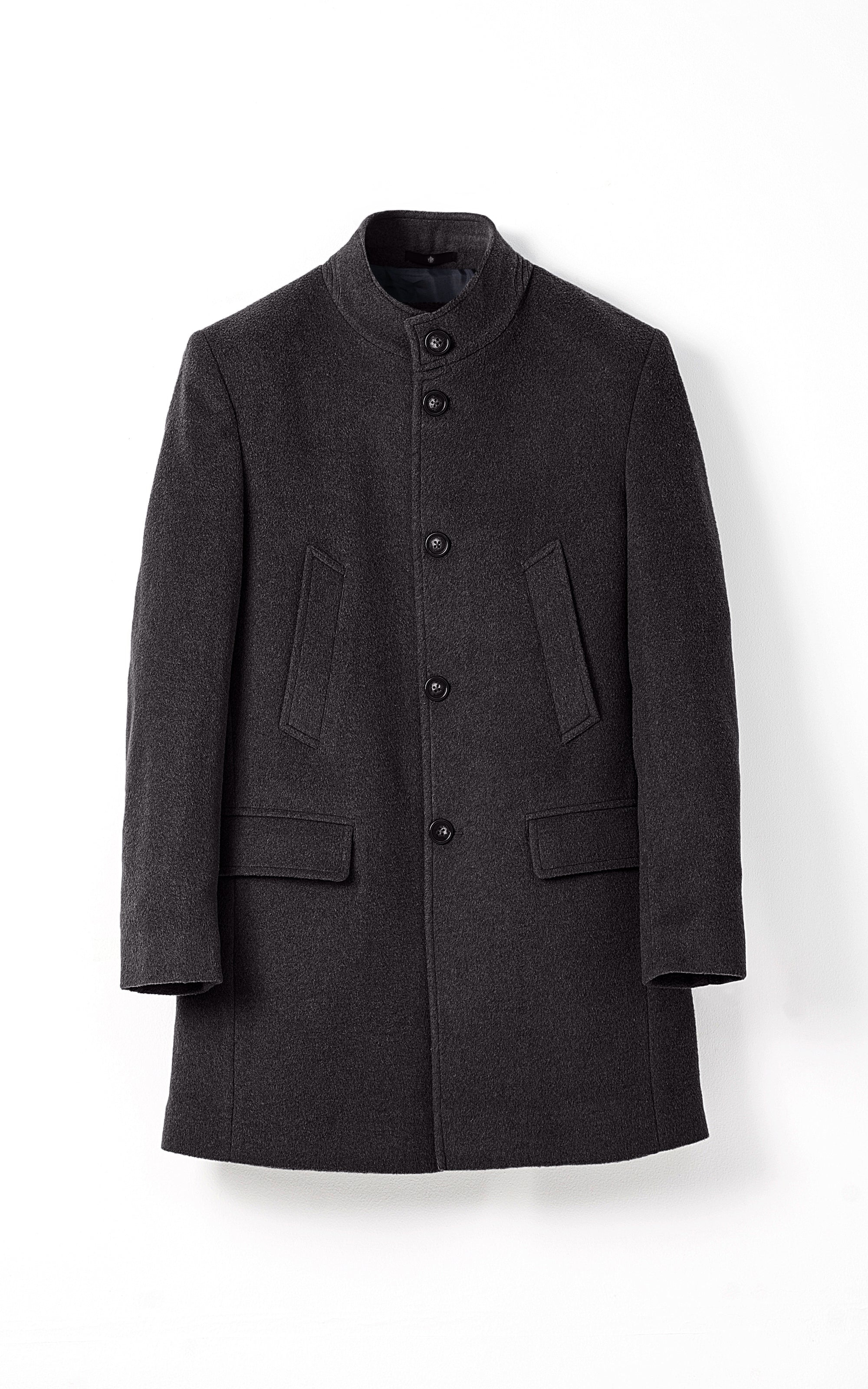 MEN'S LONG WOOL COAT DARK GREY
