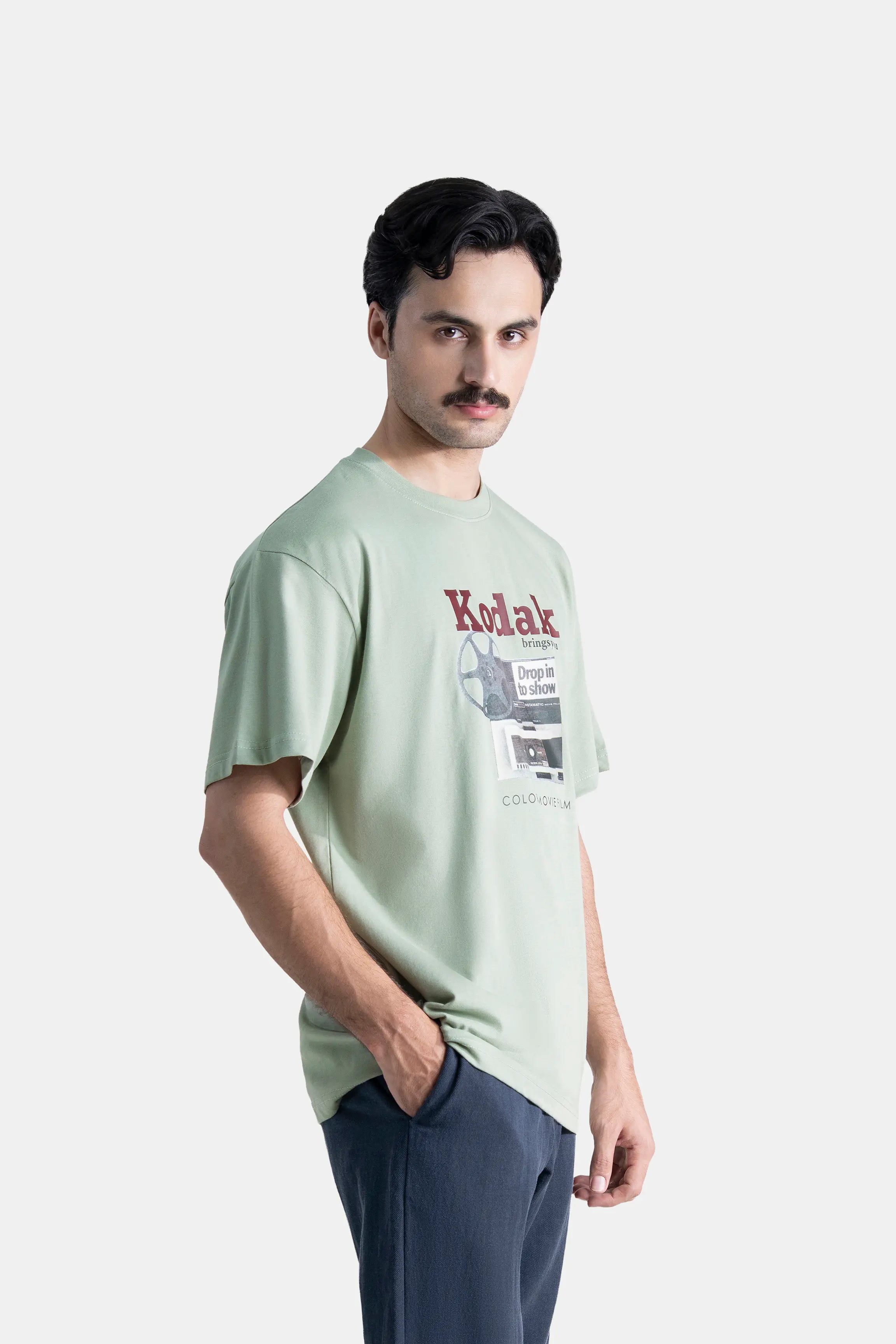 CREW NECK GRAPHIC T SHIRT LIGHT GREEN