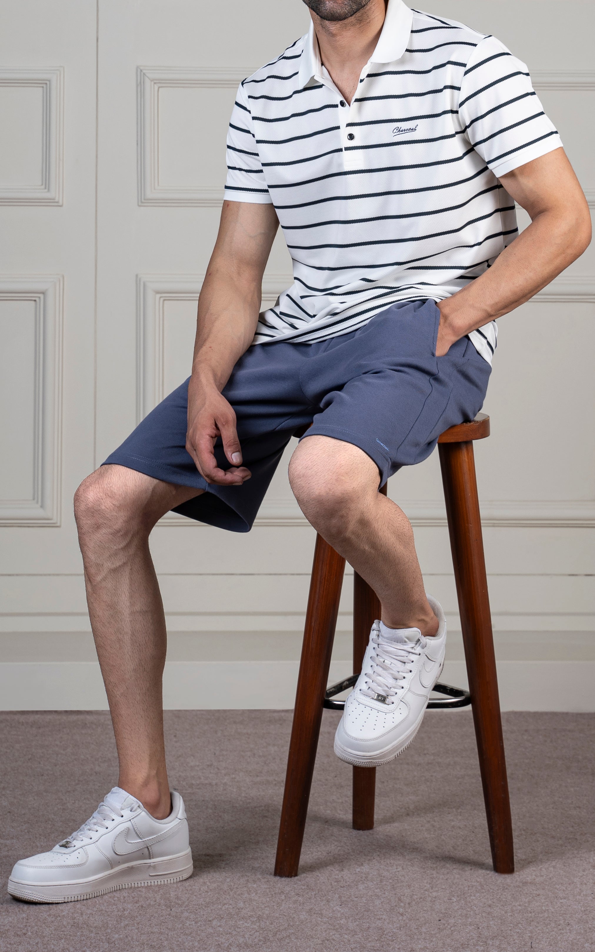 REGULAR FIT INTERLOCK SHORT INDIGO