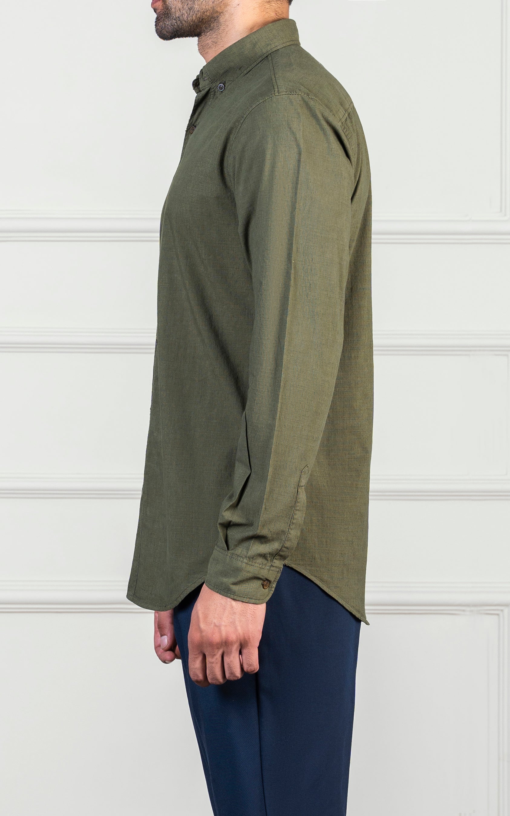 CASUAL GARMENT DYED SMART FIT SHIRT GREEN