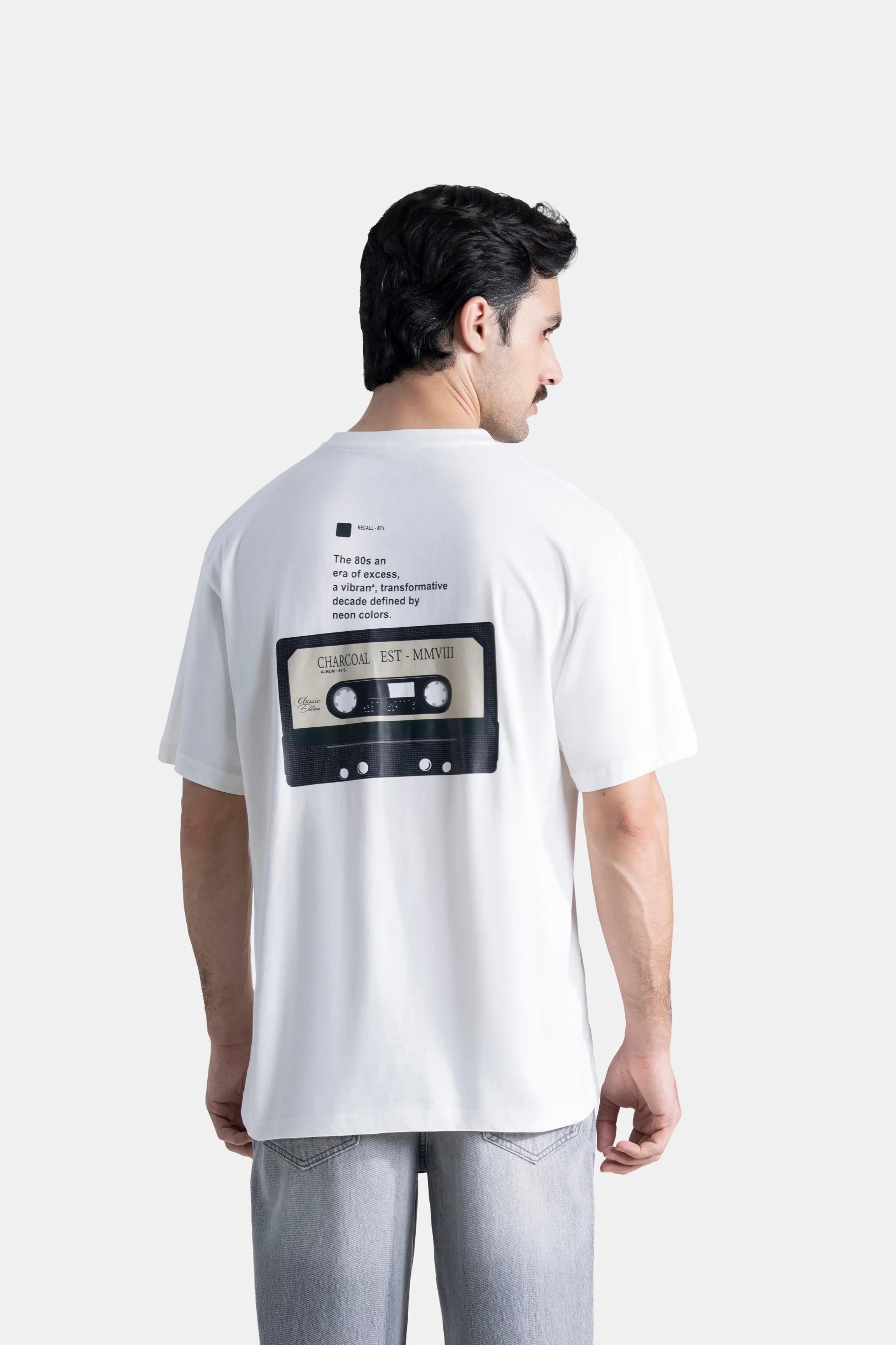 OVERSIZE CREW NECK GRAPHIC T SHIRT WHITE