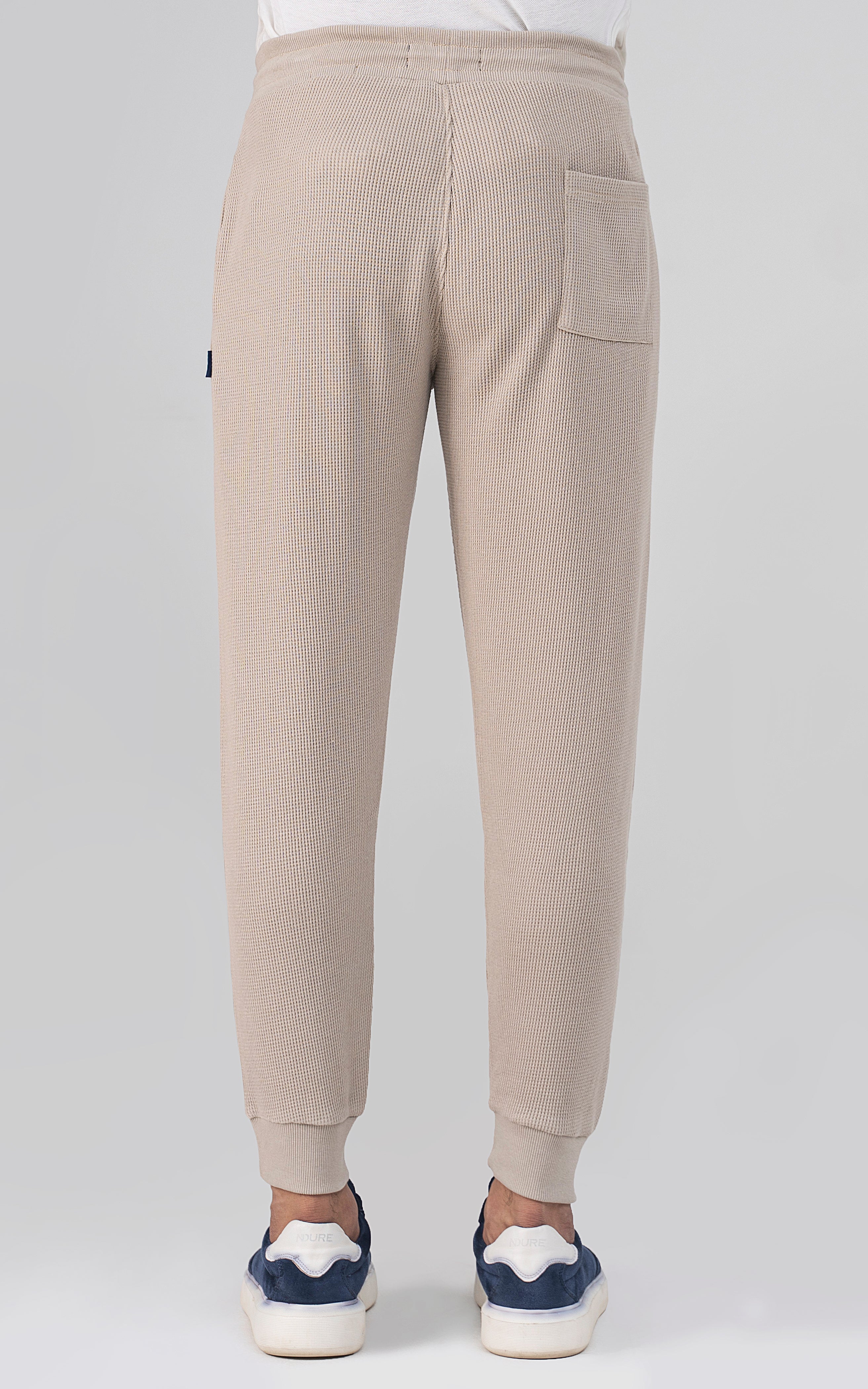 SLIM FIT WAFFLE JOGGER TROUSER OATMEAL