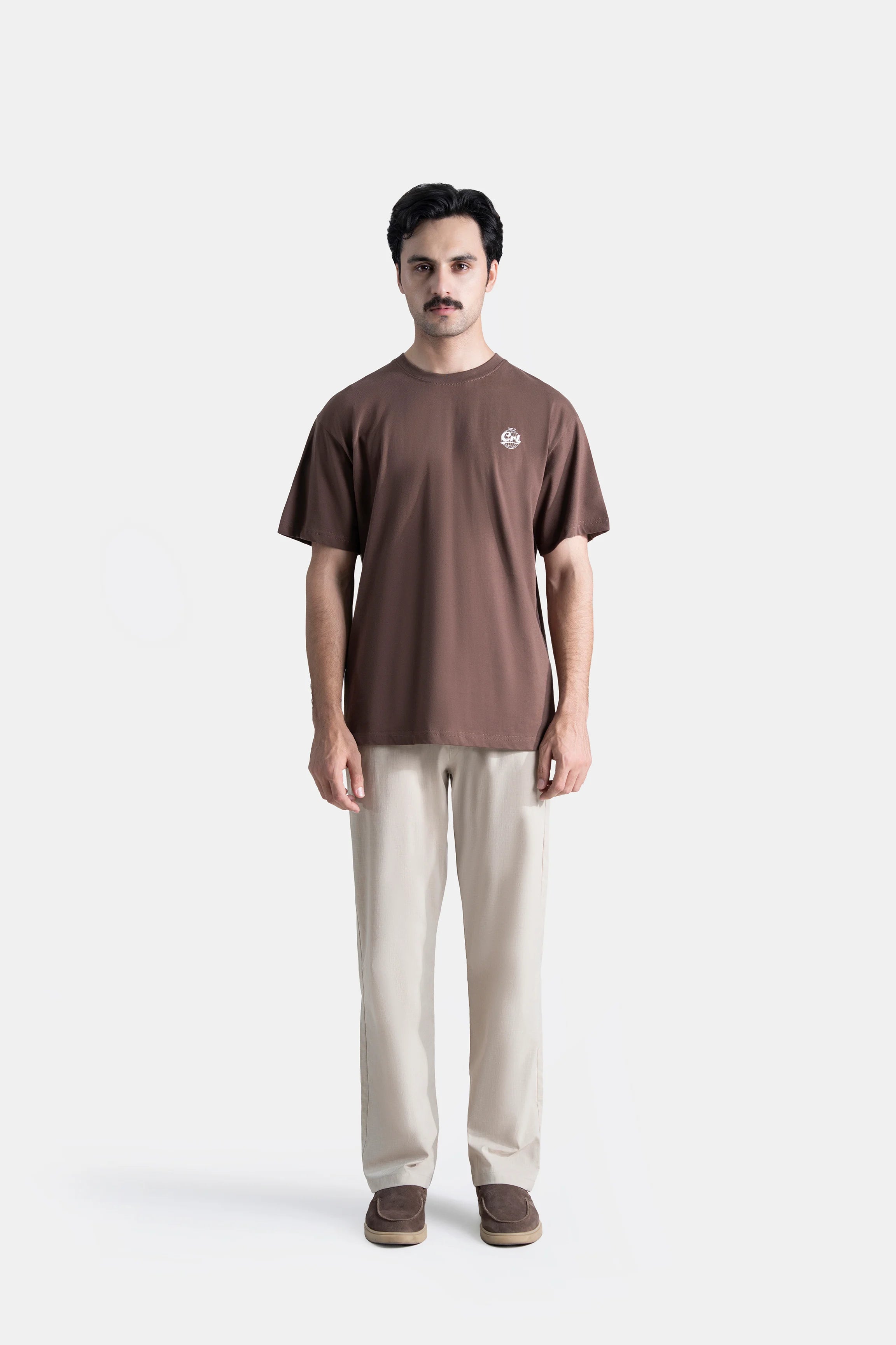 CREW NECK GRAPHIC T SHIRT BROWN