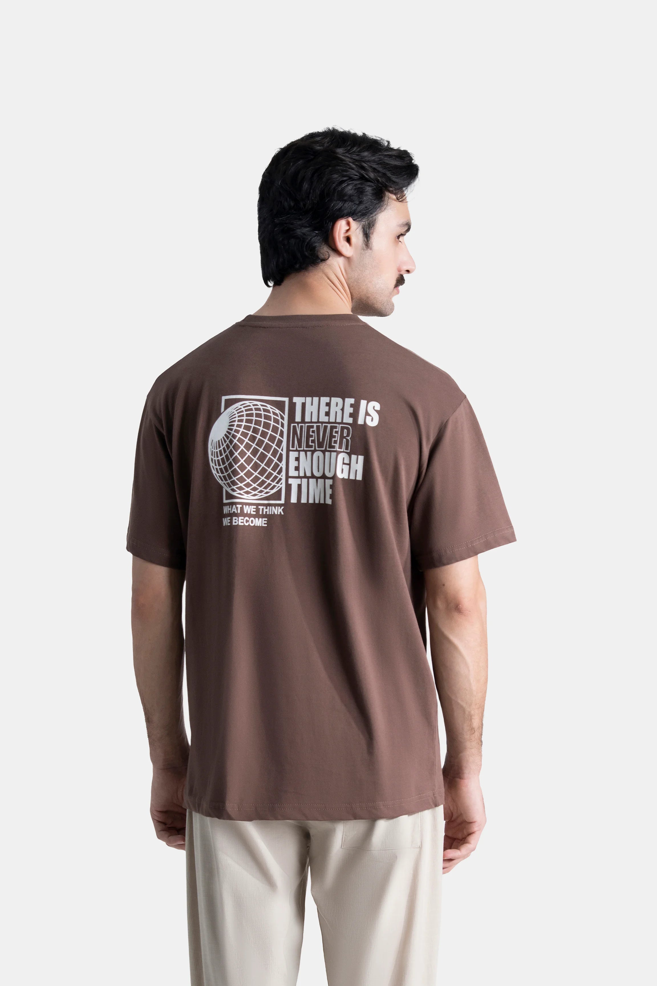 CREW NECK GRAPHIC T SHIRT BROWN