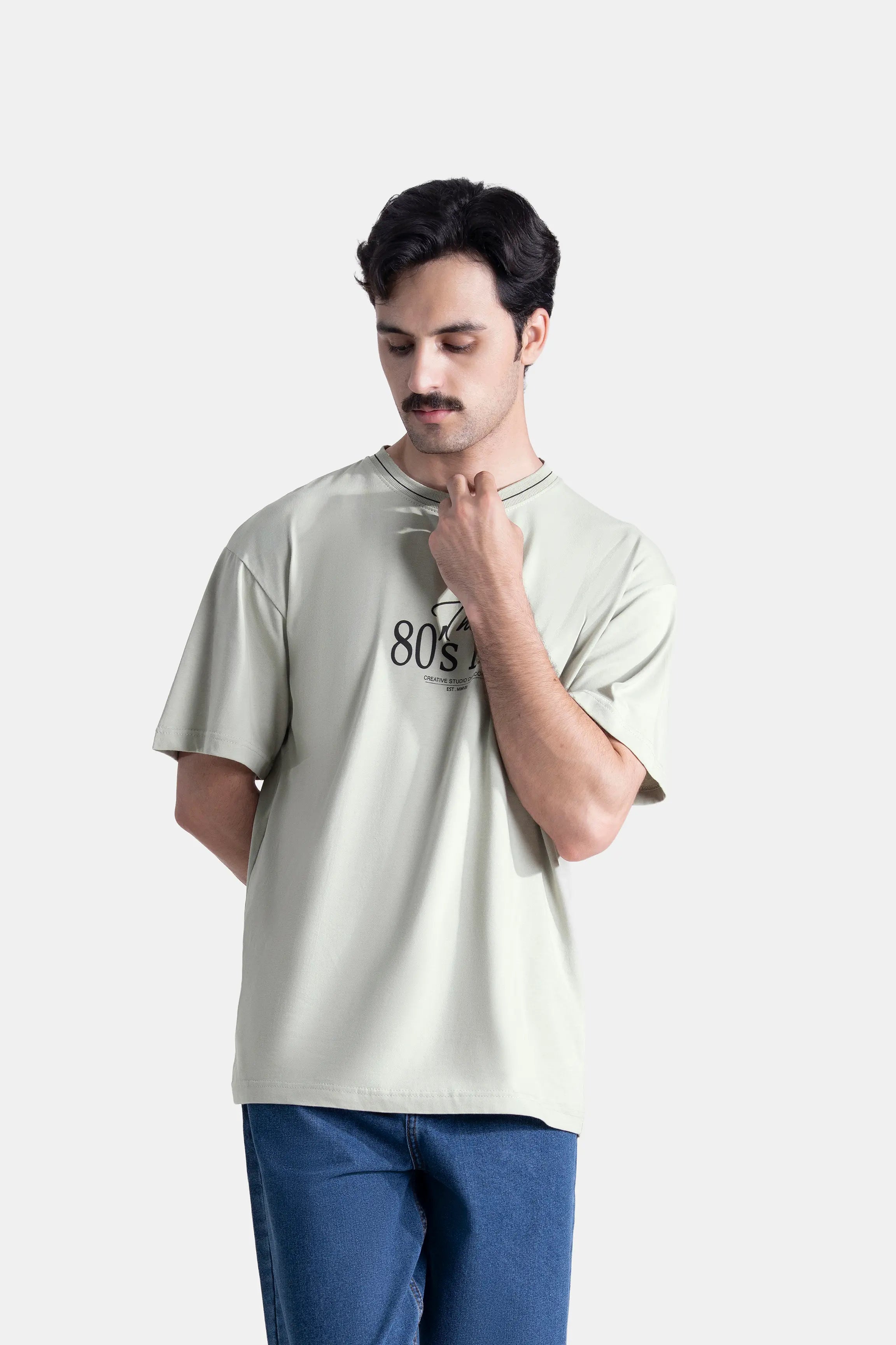 CREW NECK GRAPHIC T SHIRT BEIGE