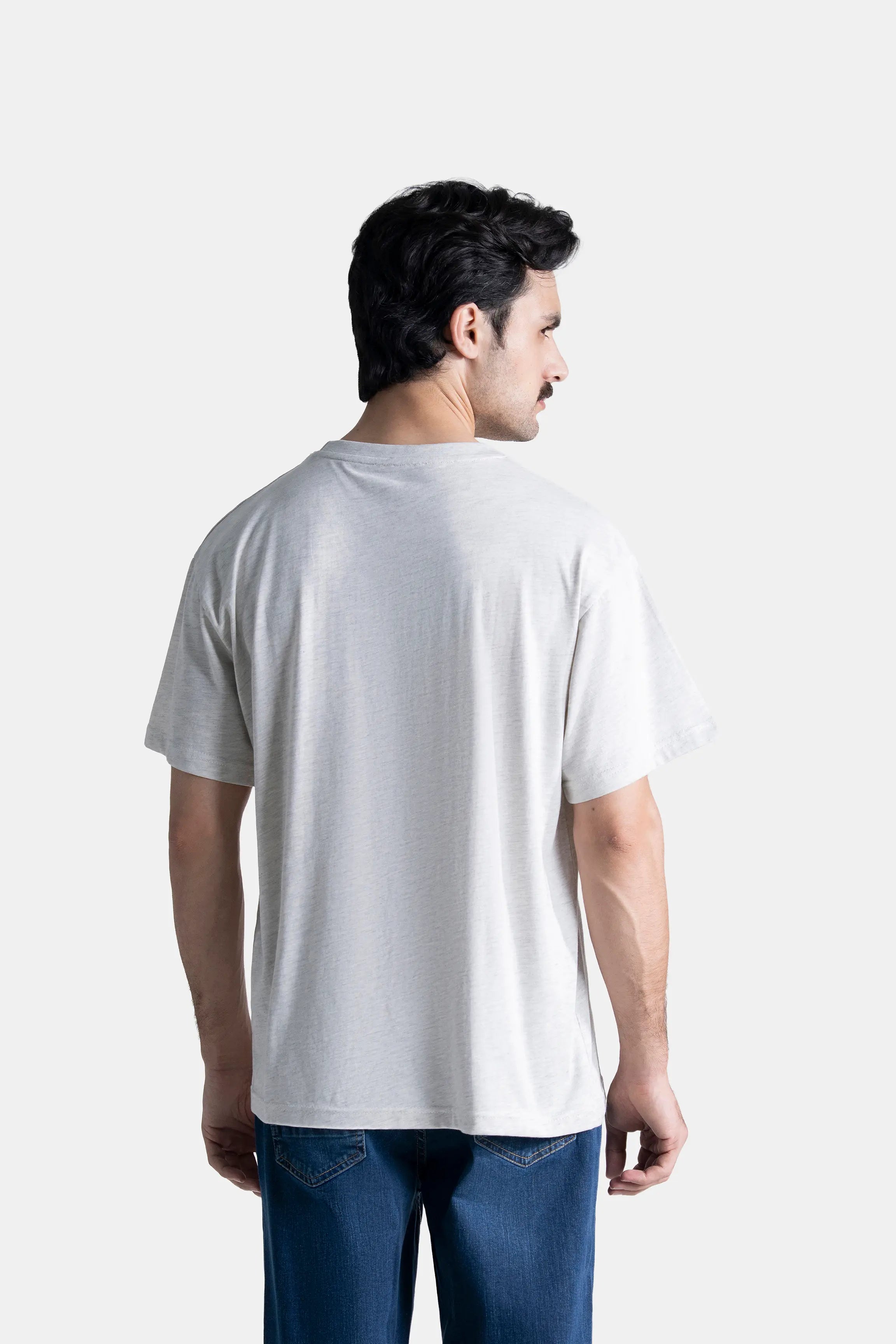 OVERSIZE CREW NECK GRAPHIC T SHIRT OATMEAL