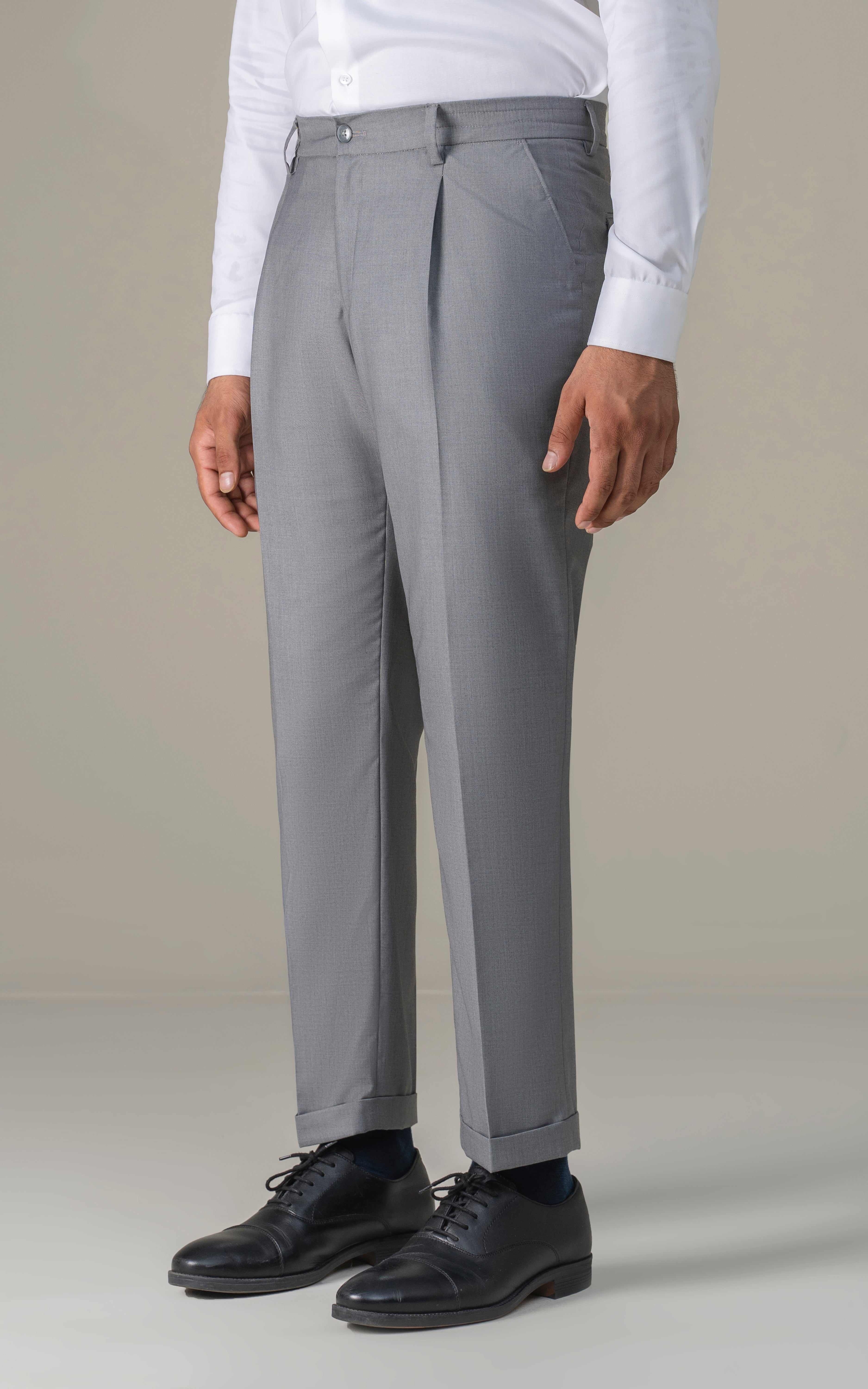 Elasticated pleated pant Grey