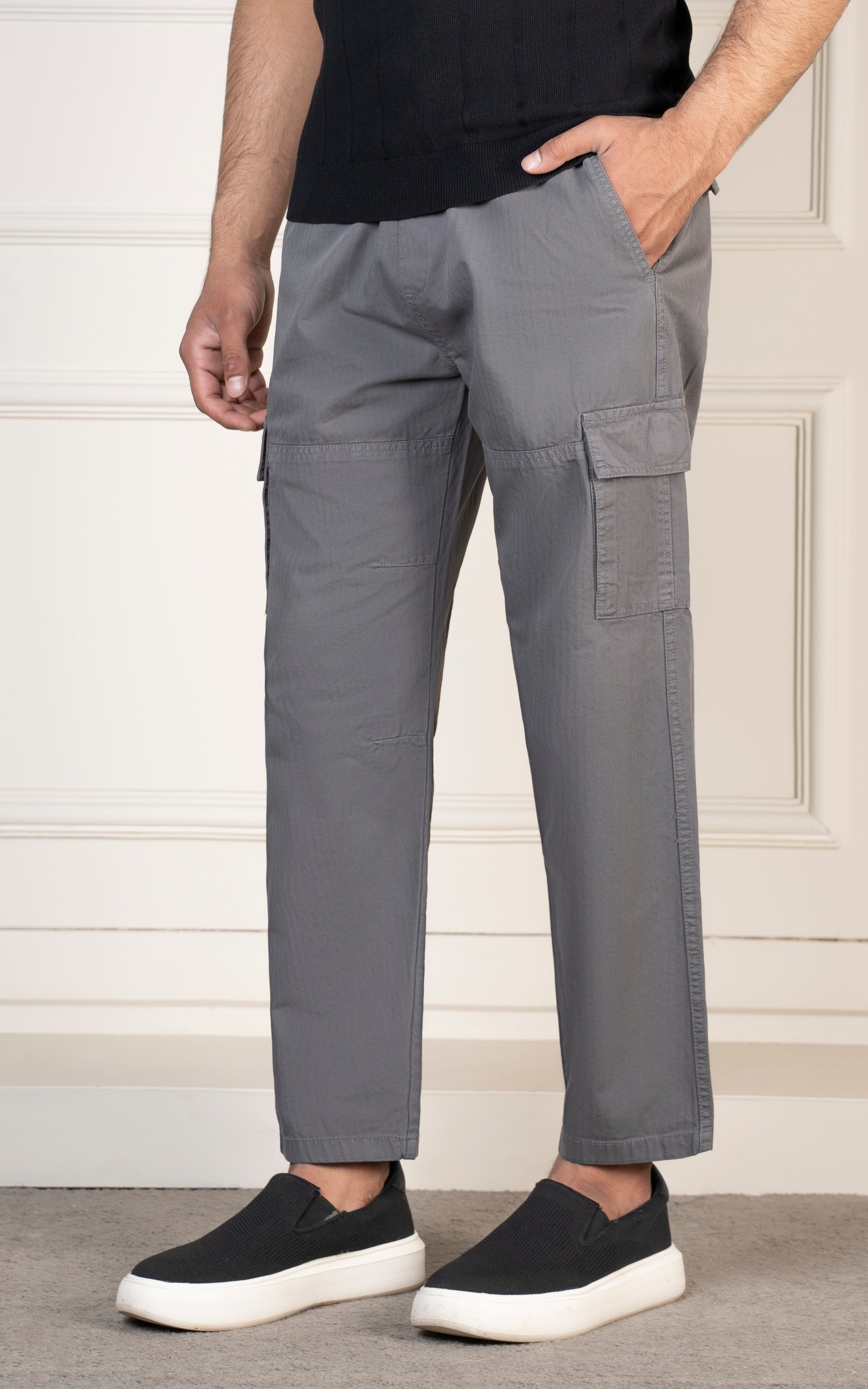 STRAIGHT FIT CARGO TROUSER GREY