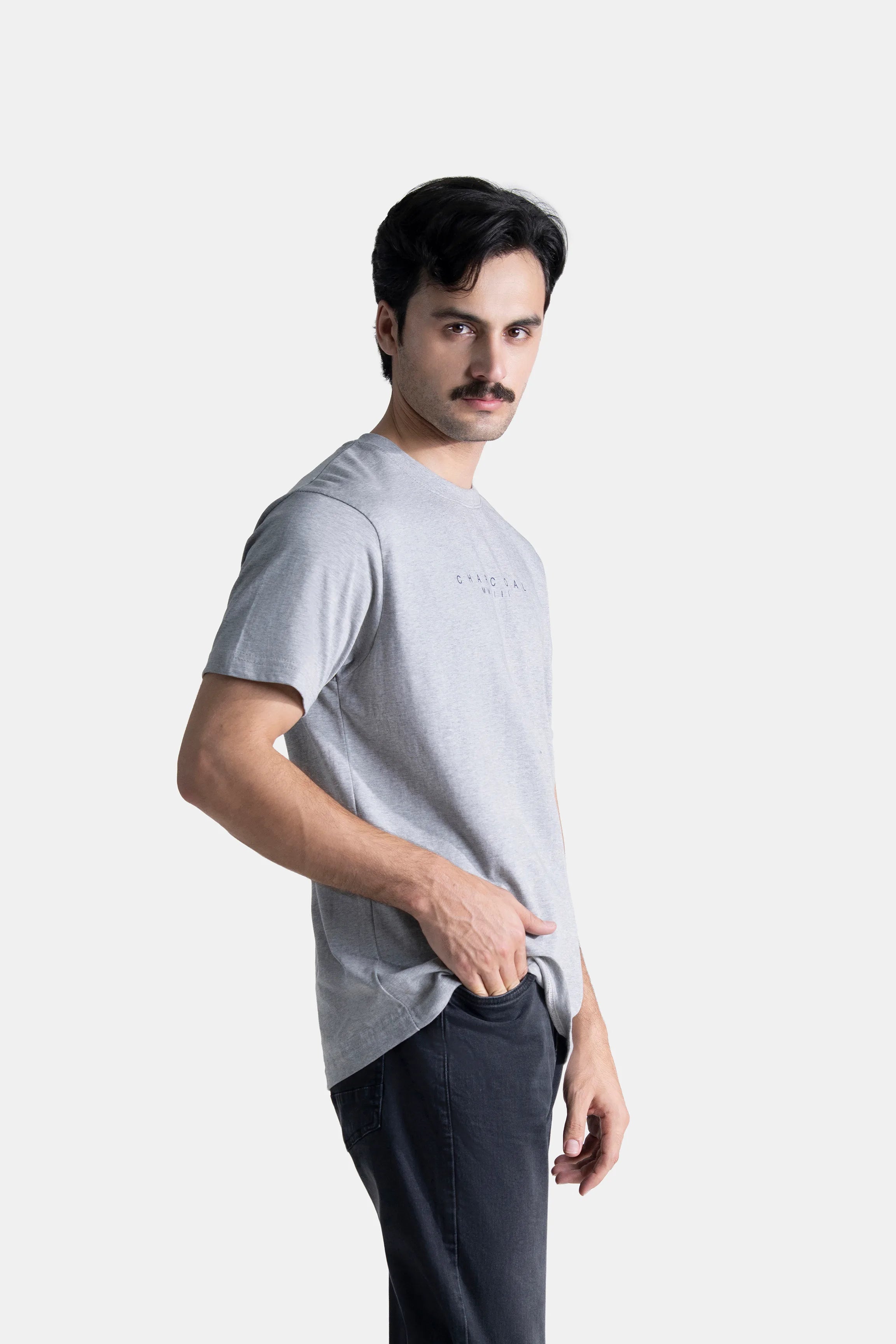 SHORT SLEEEVE GRAPHIC T SHIRT HEATHER GREY