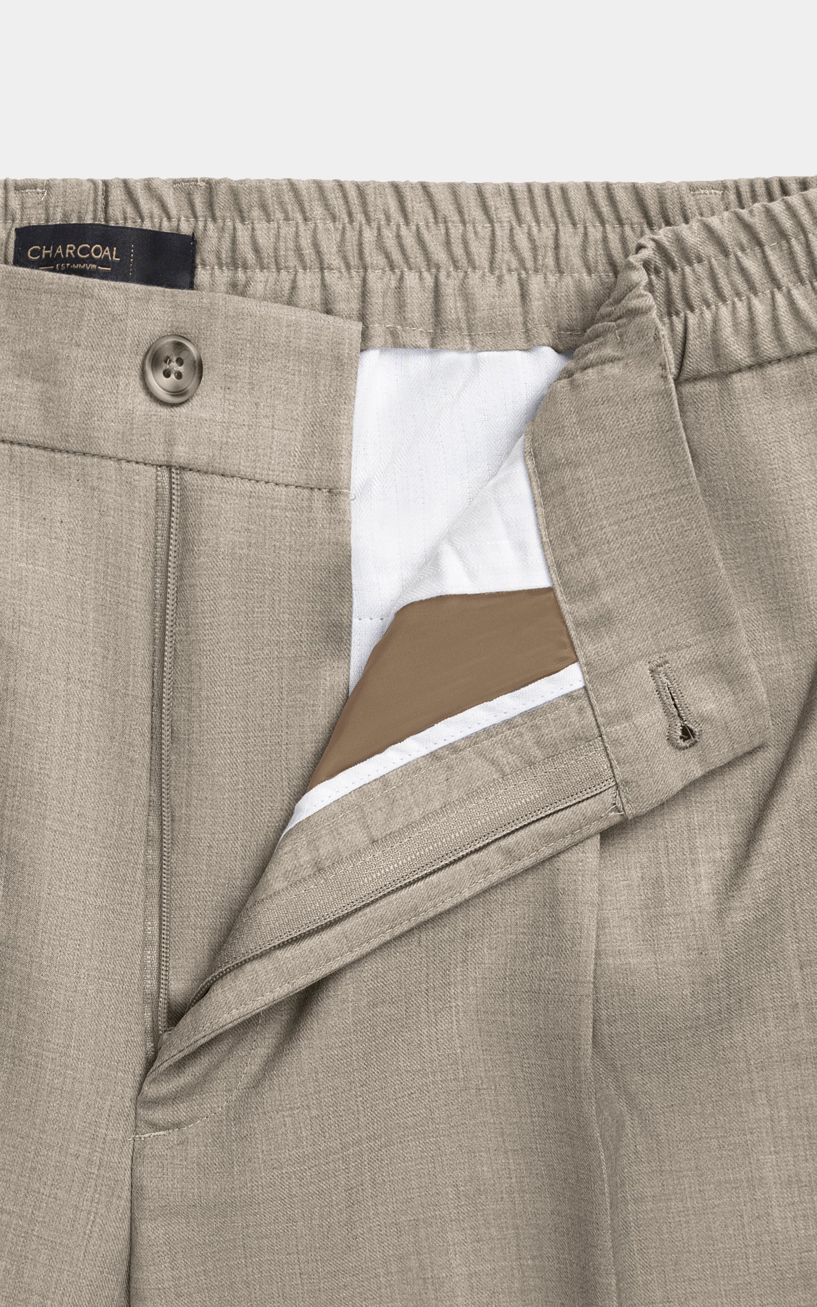 Elasticated pleated pant Khaki