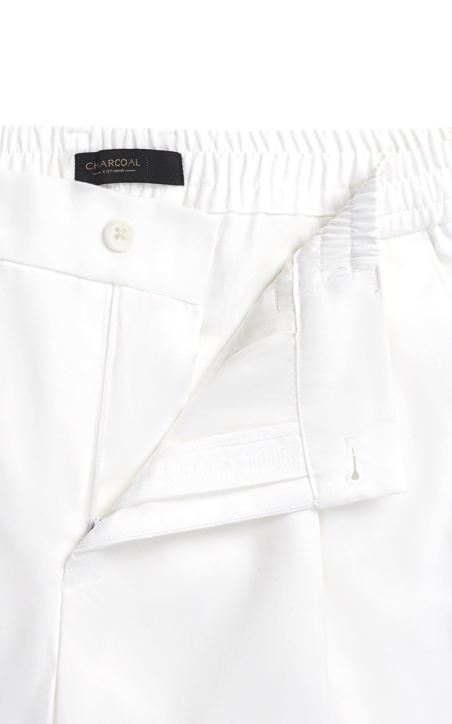 Elasticated pleated pant white