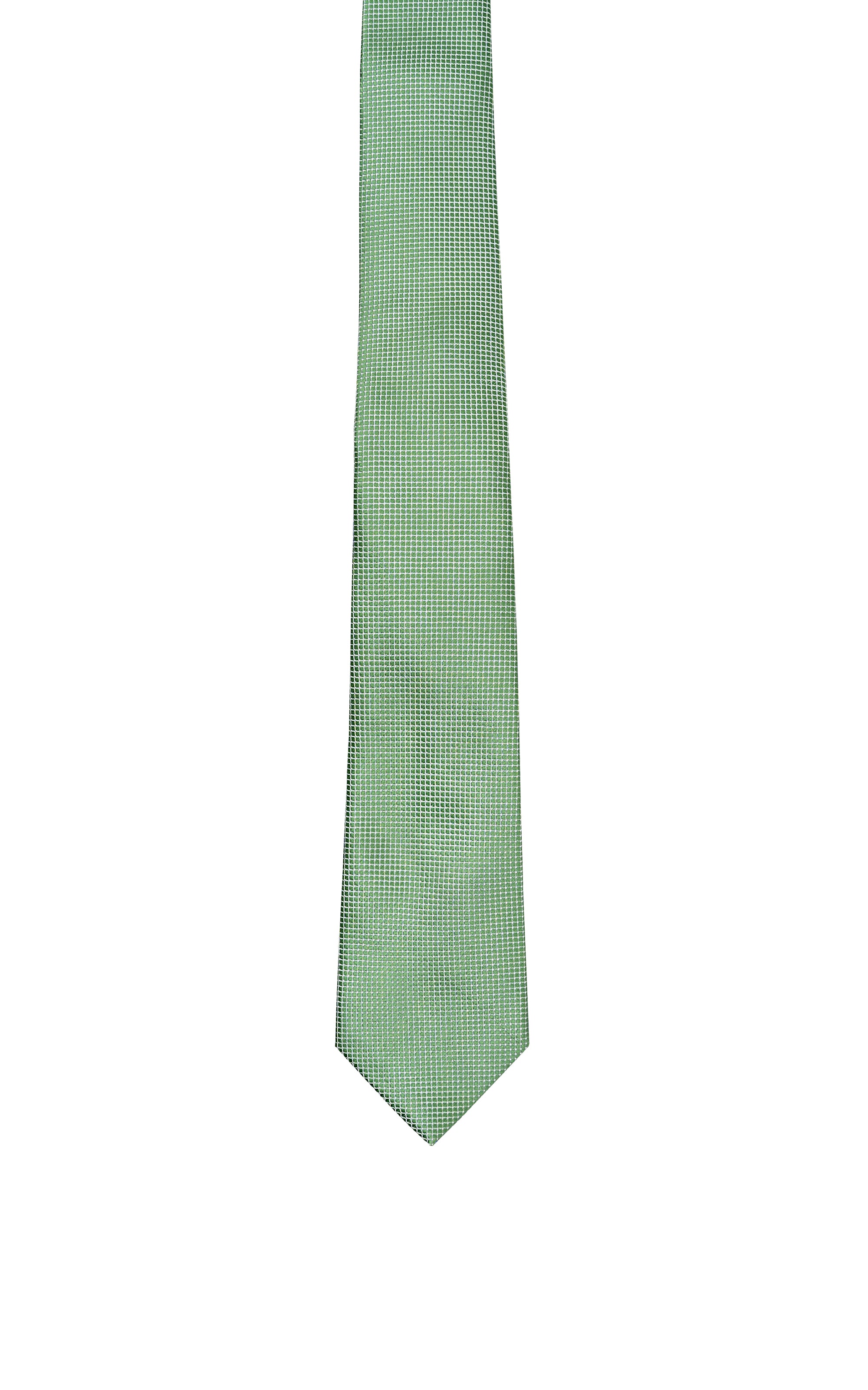 Light green woven necktie with subtle grid texture