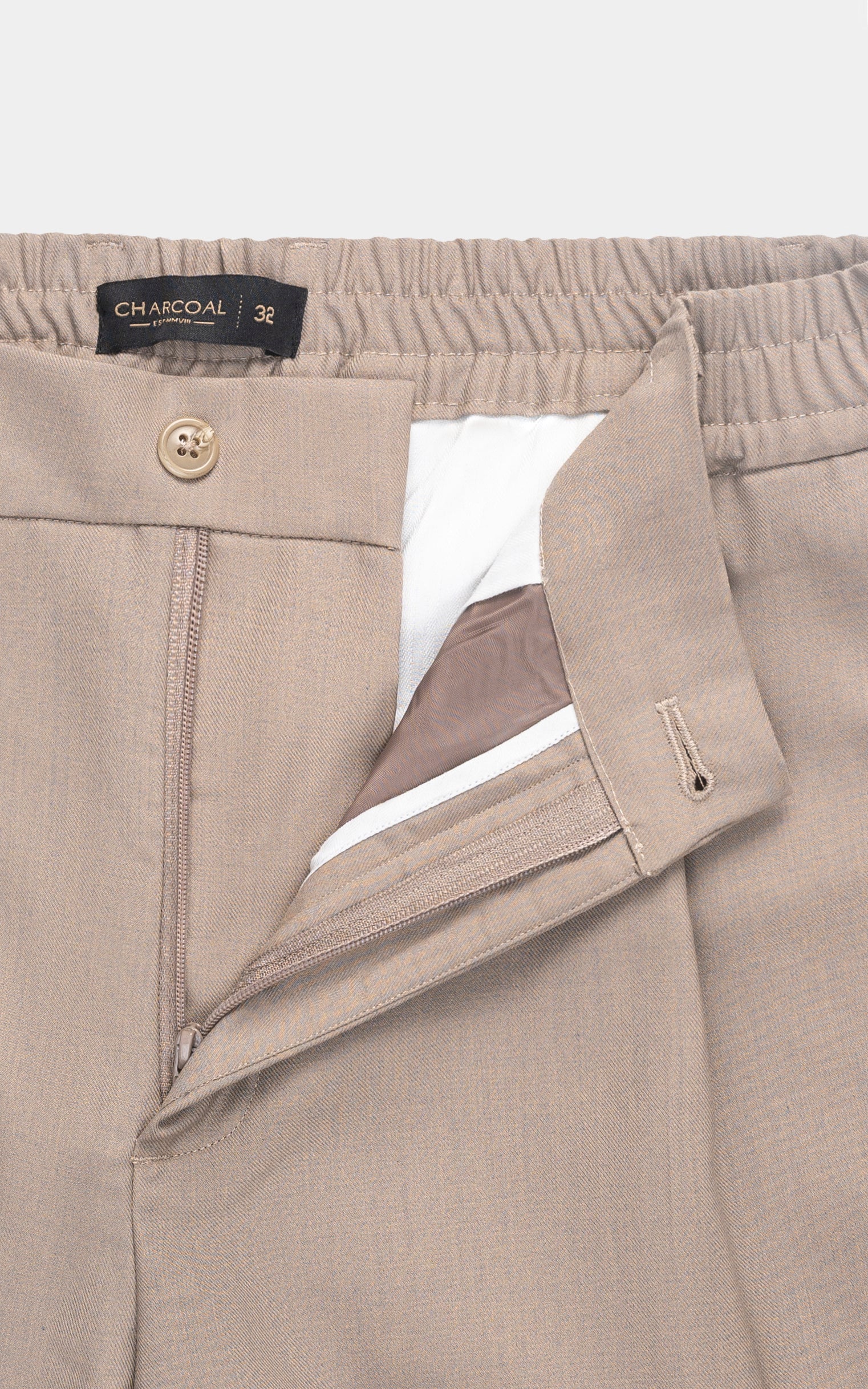 Elasticated pleated pant Light Brown