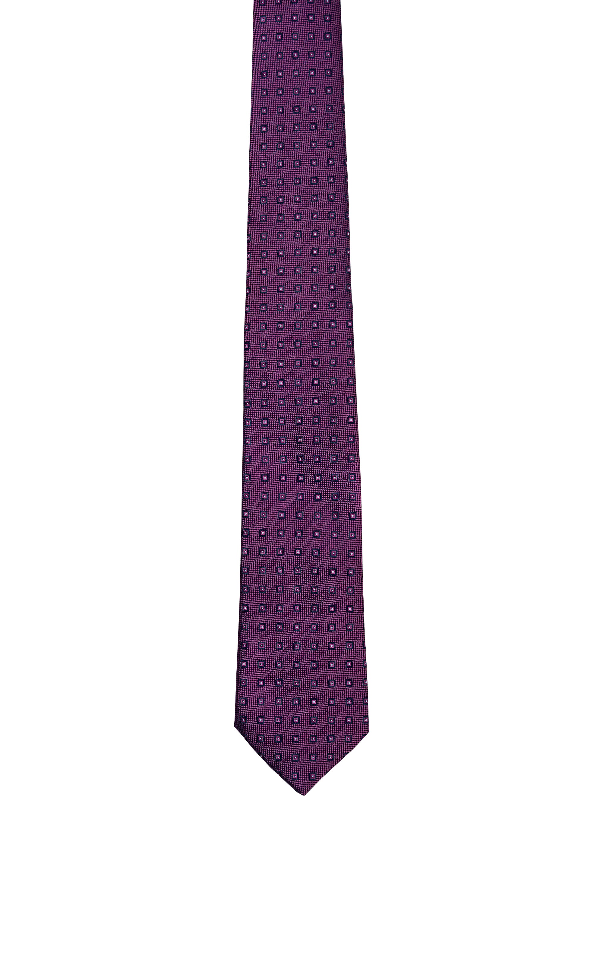 Purple poly silk tie with tiny dotted pattern and pointed tip