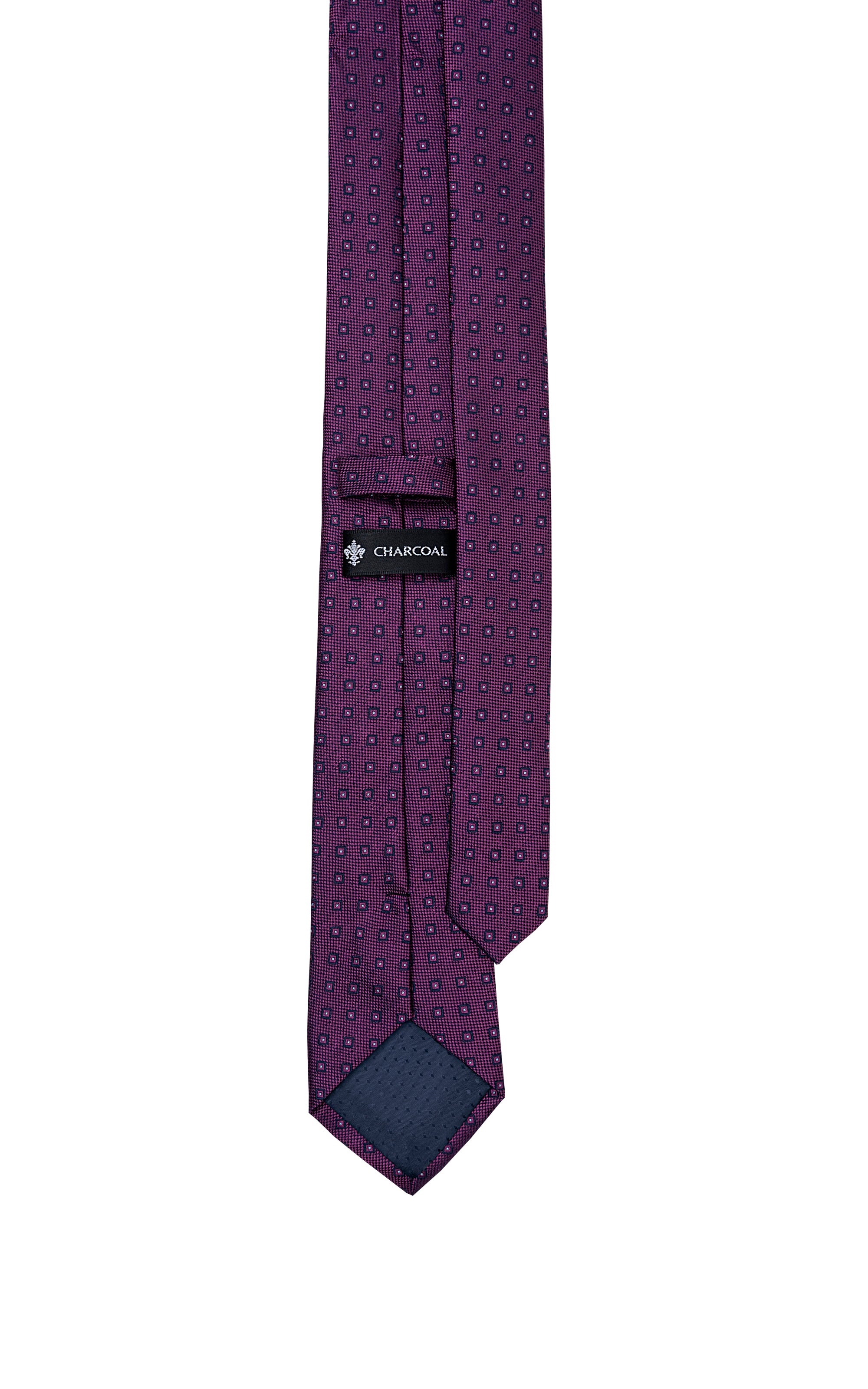 Purple poly silk tie with tiny dotted pattern, narrow end