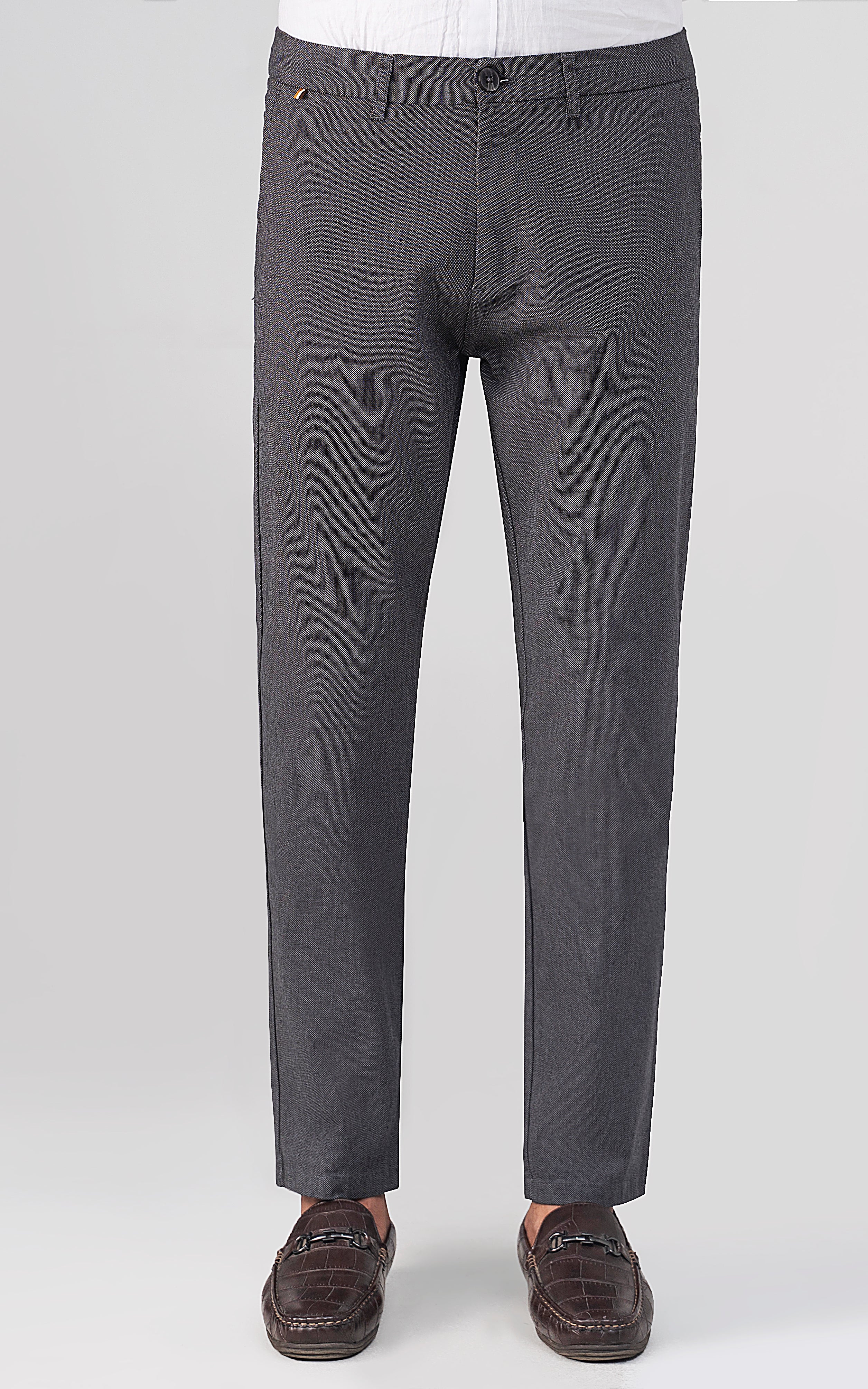 TEXTURED SMART FIT CASUAL PANT CHARCOAL