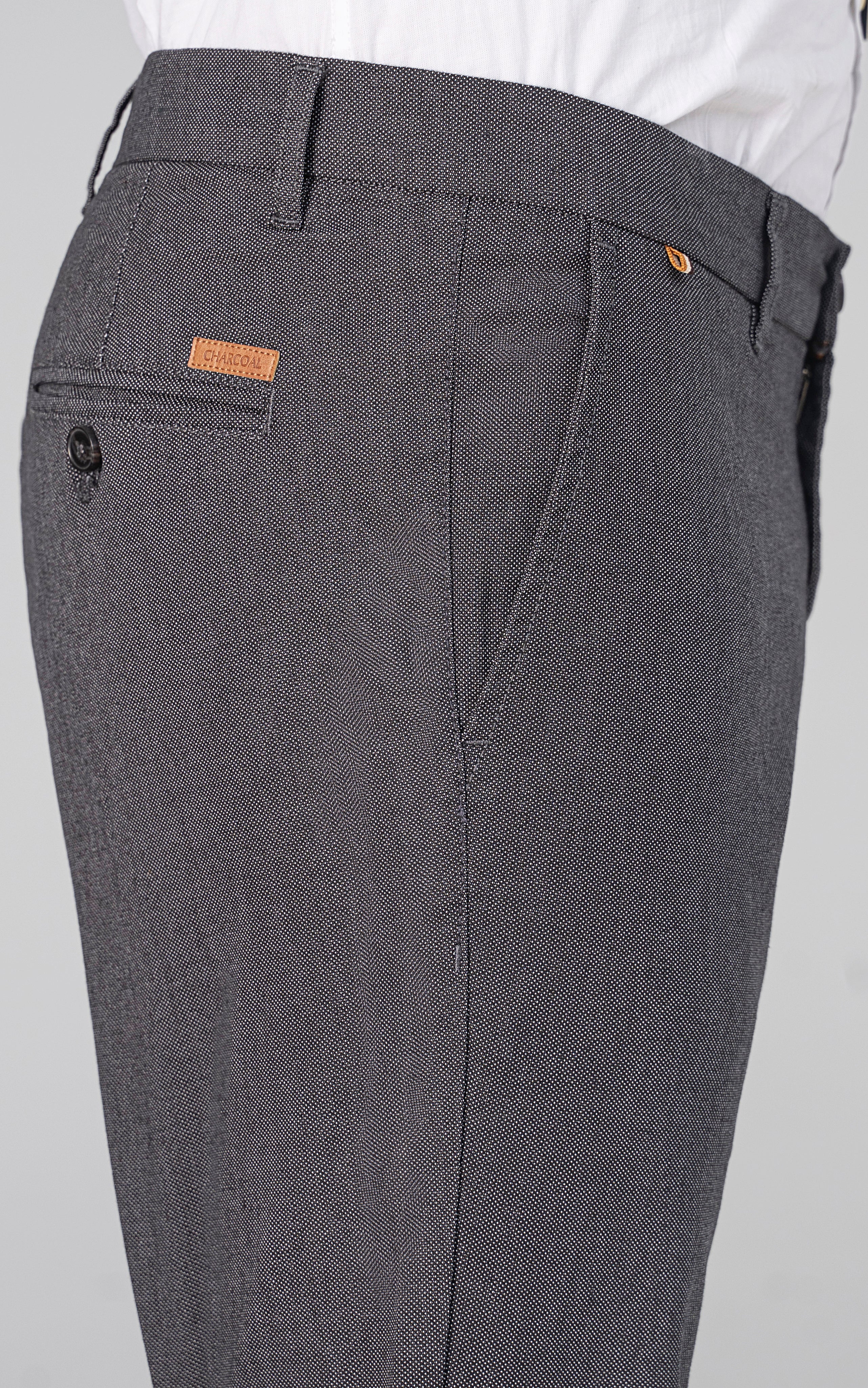 TEXTURED SMART FIT CASUAL PANT CHARCOAL