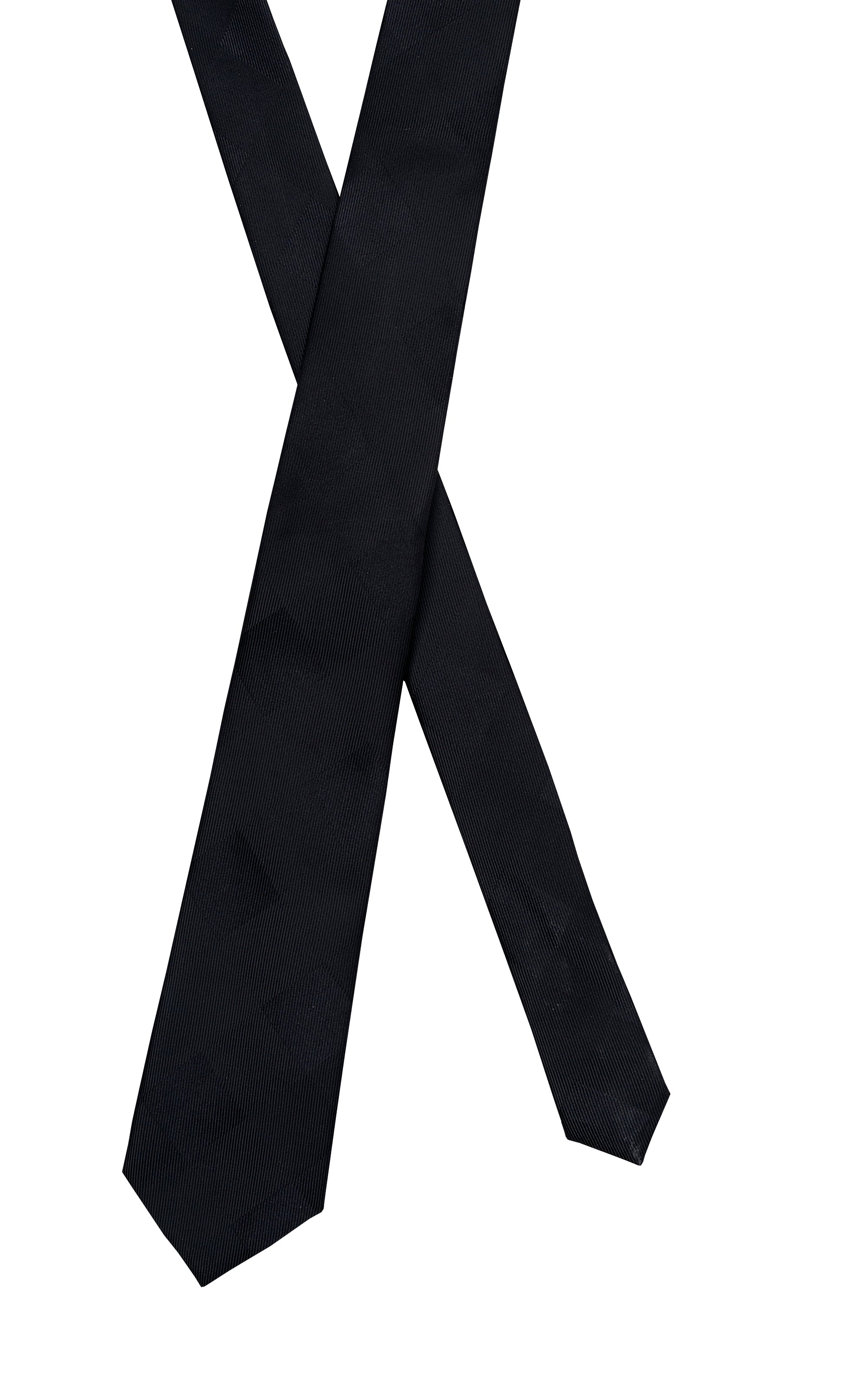 Poly silk tie, dark solid with subtle woven texture
