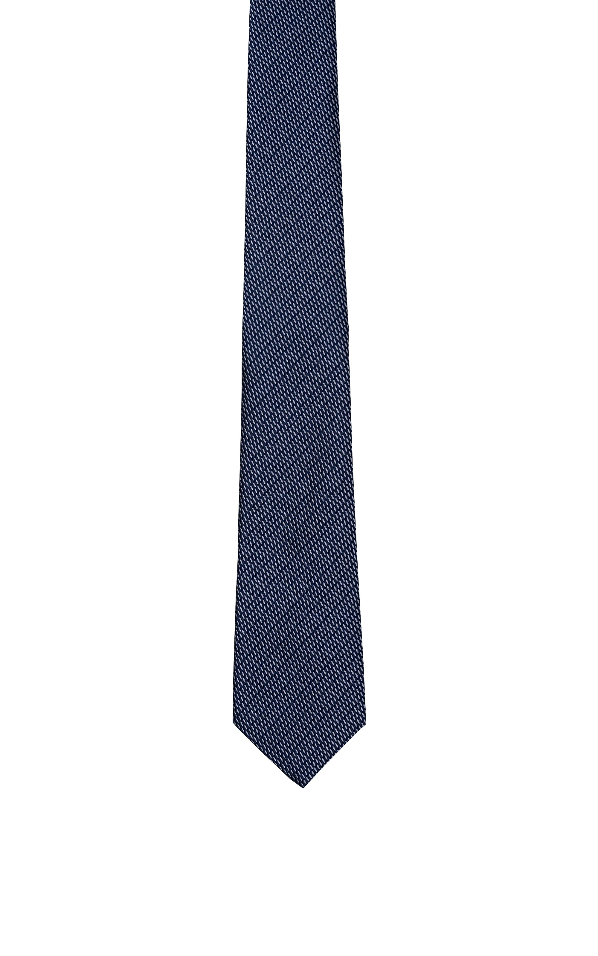 Navy micro-pattern necktie with pointed tip