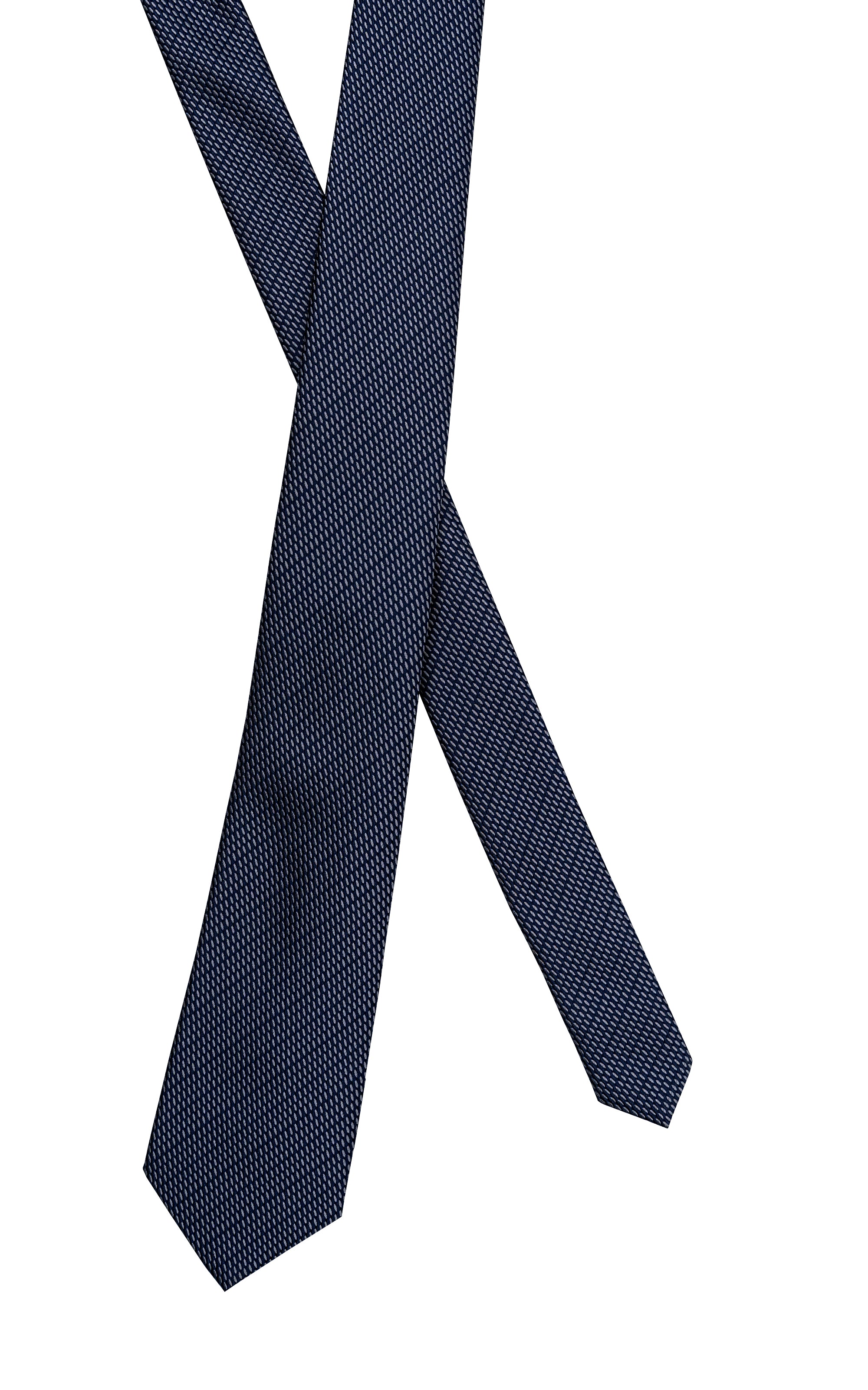 Navy micro-pattern necktie with pointed ends