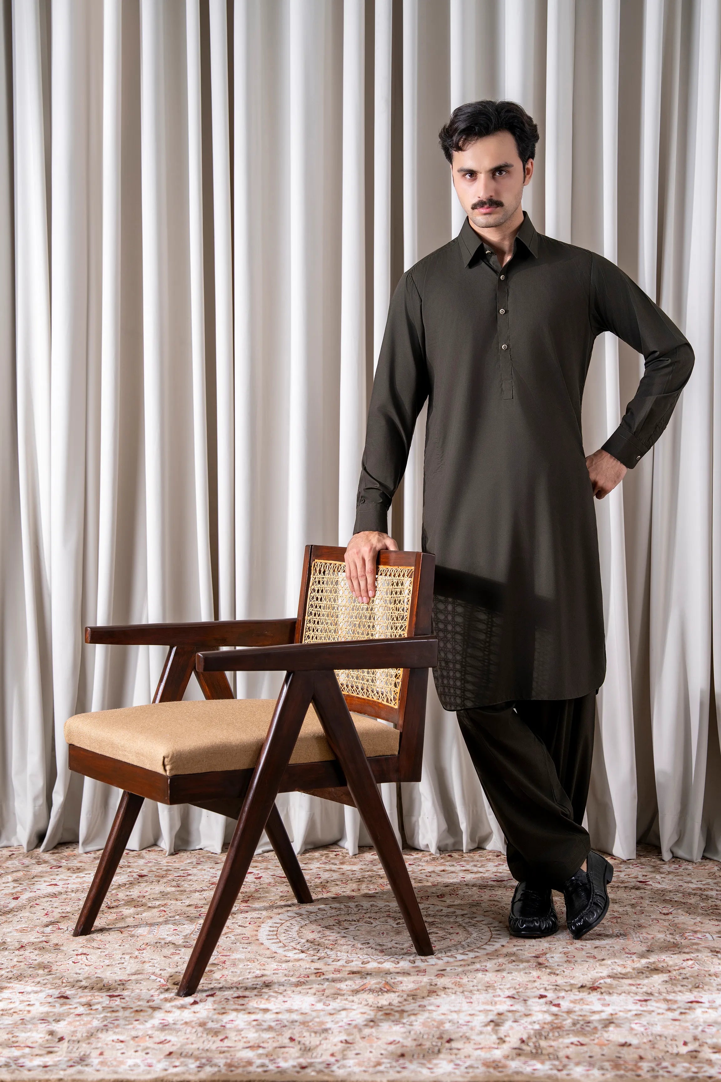 BLENDED KAMEEZ SHALWAR - SIGNATURE COLLECTION OLIVE
