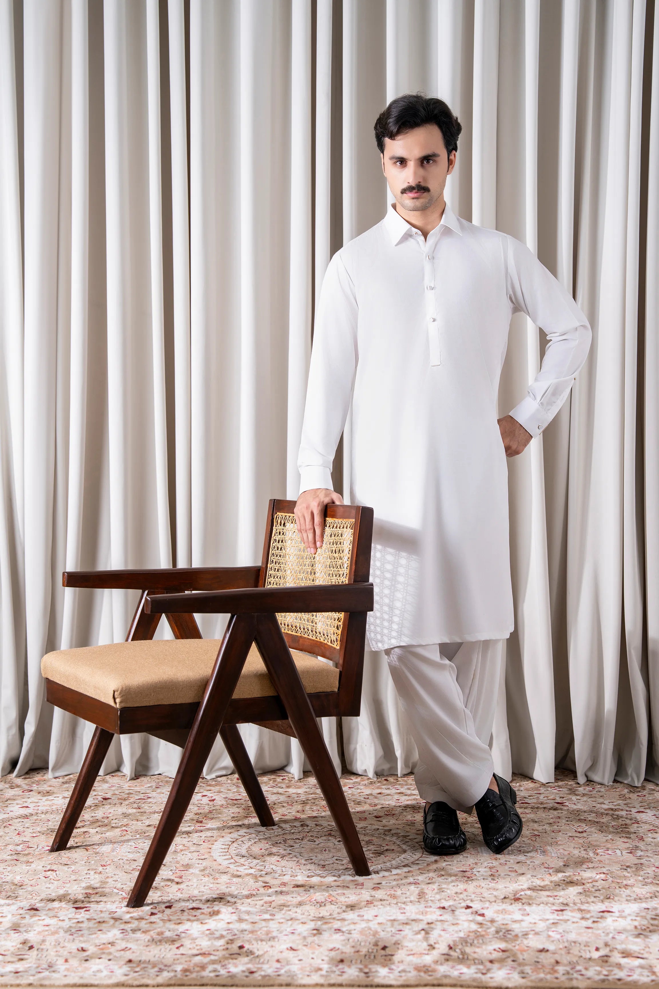 TWILL BLENDED KAMEEZ SHALWAR - SIGNATURE COLLECTION WHITE