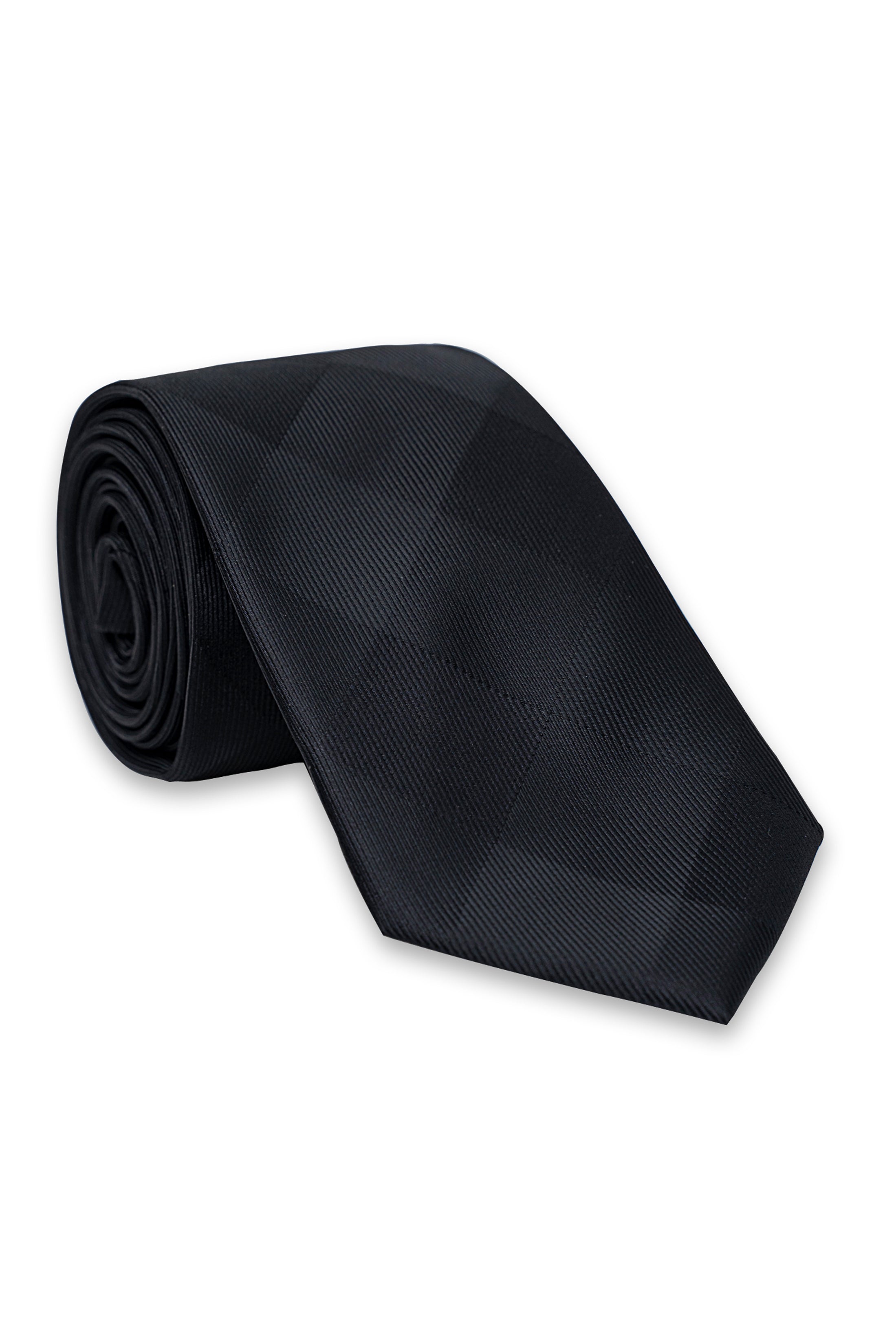 Poly silk tie roll, dark navy with diagonal woven pattern
