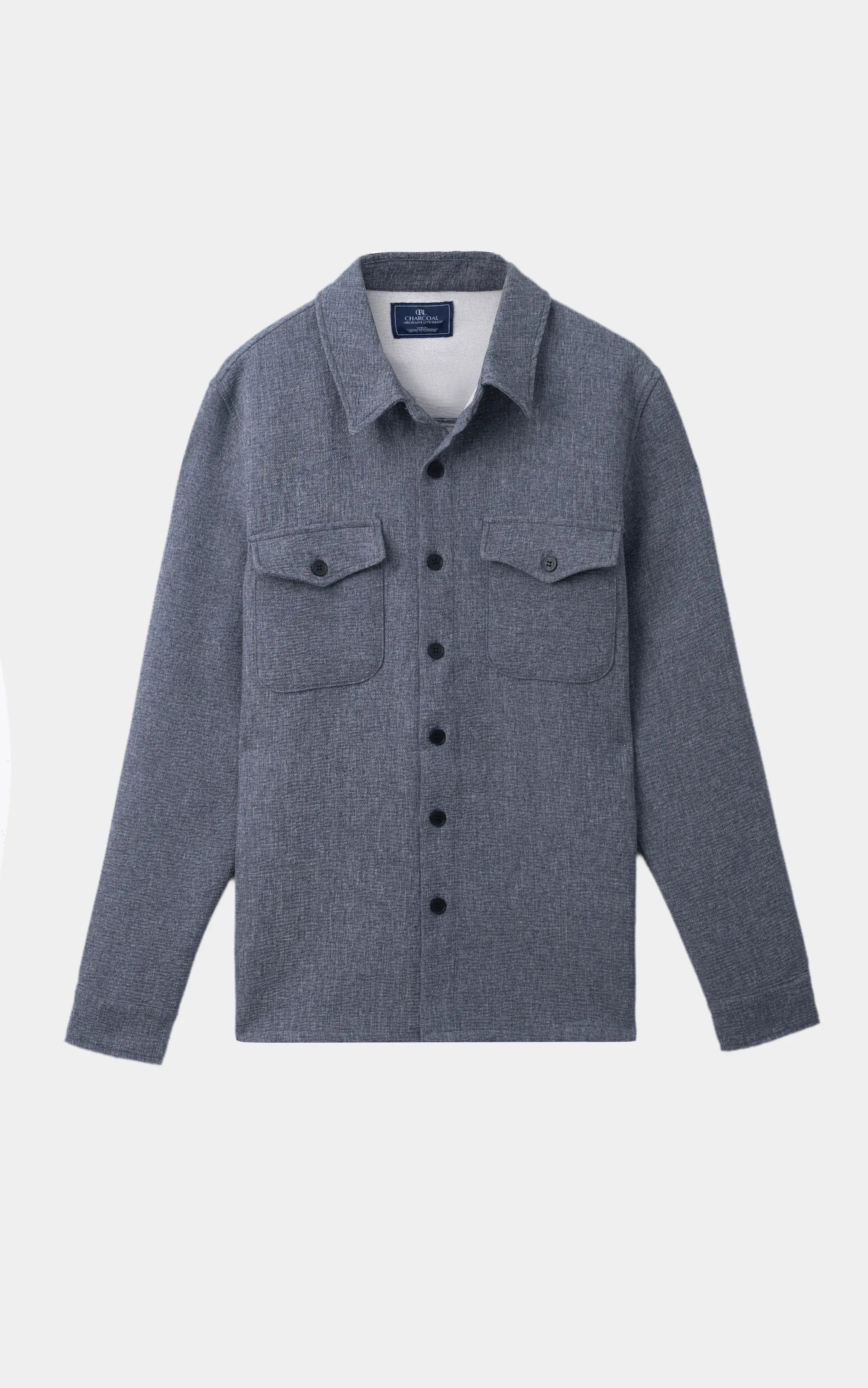 CLASSIC COLLAR OVERSHIRT BLUEISH MELANGE
