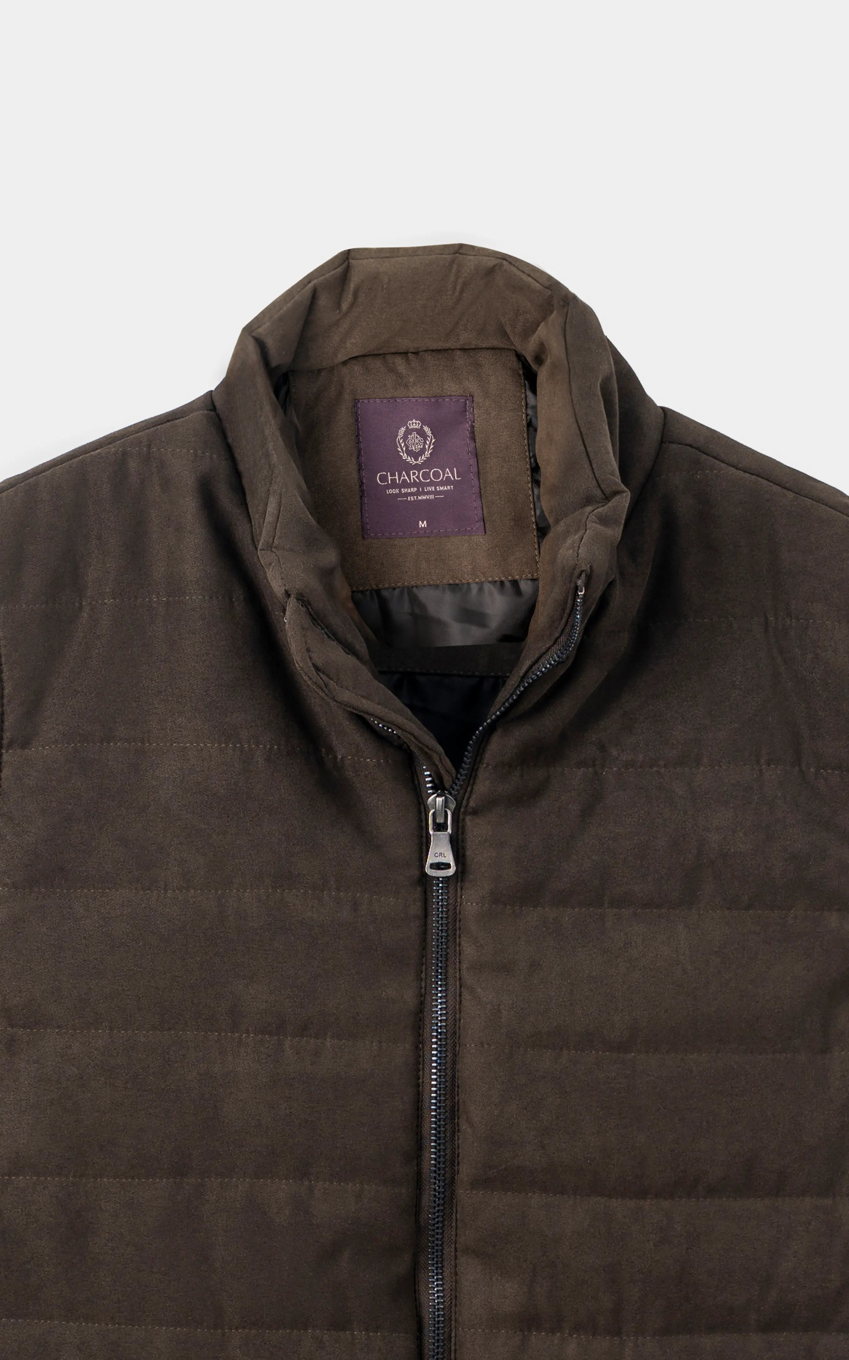 SMART FIT SLEEVELESS SUEDE JACKET OLIVE