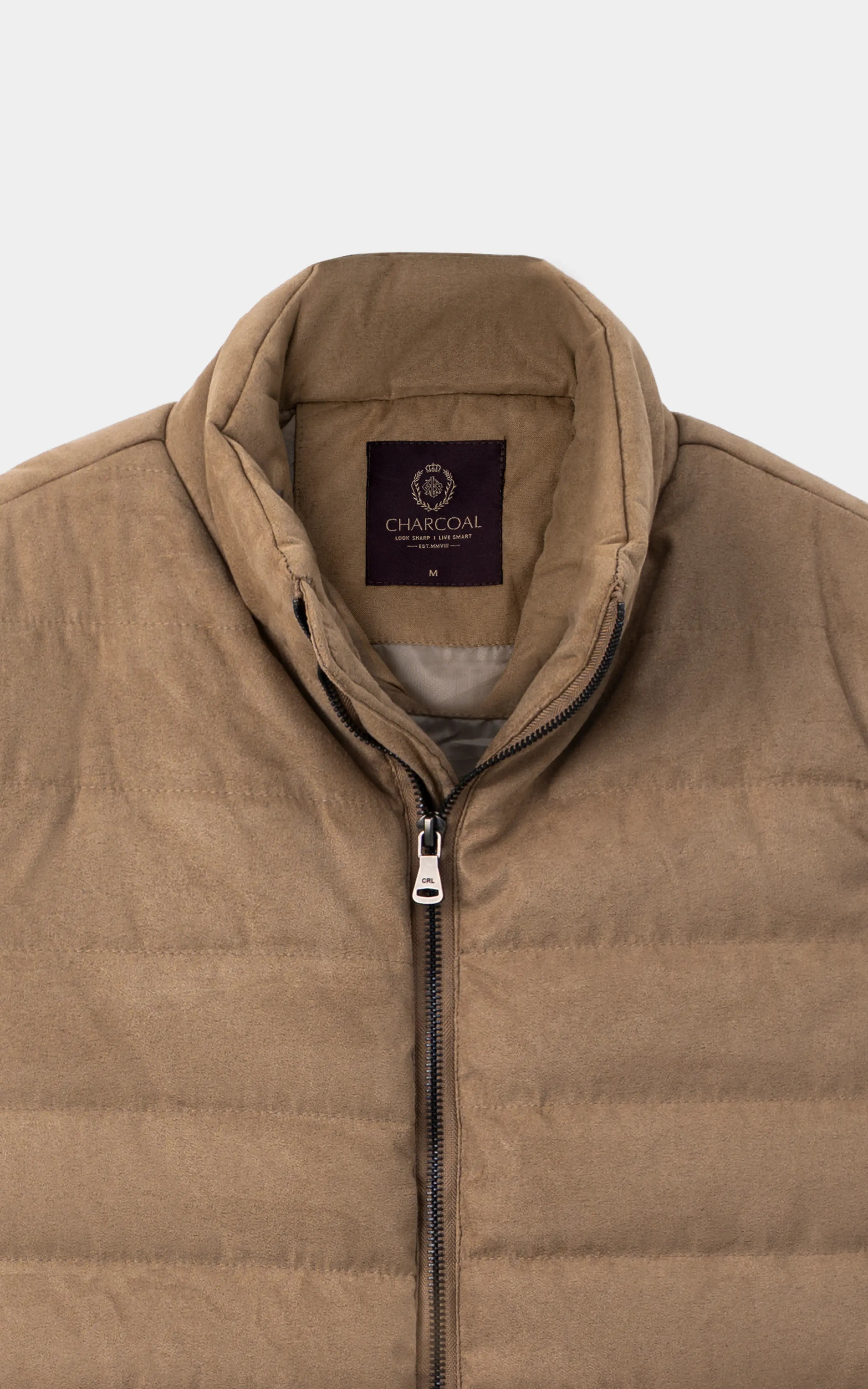 SMART FIT SLEEVELESS SUEDE JACKET BEIGE