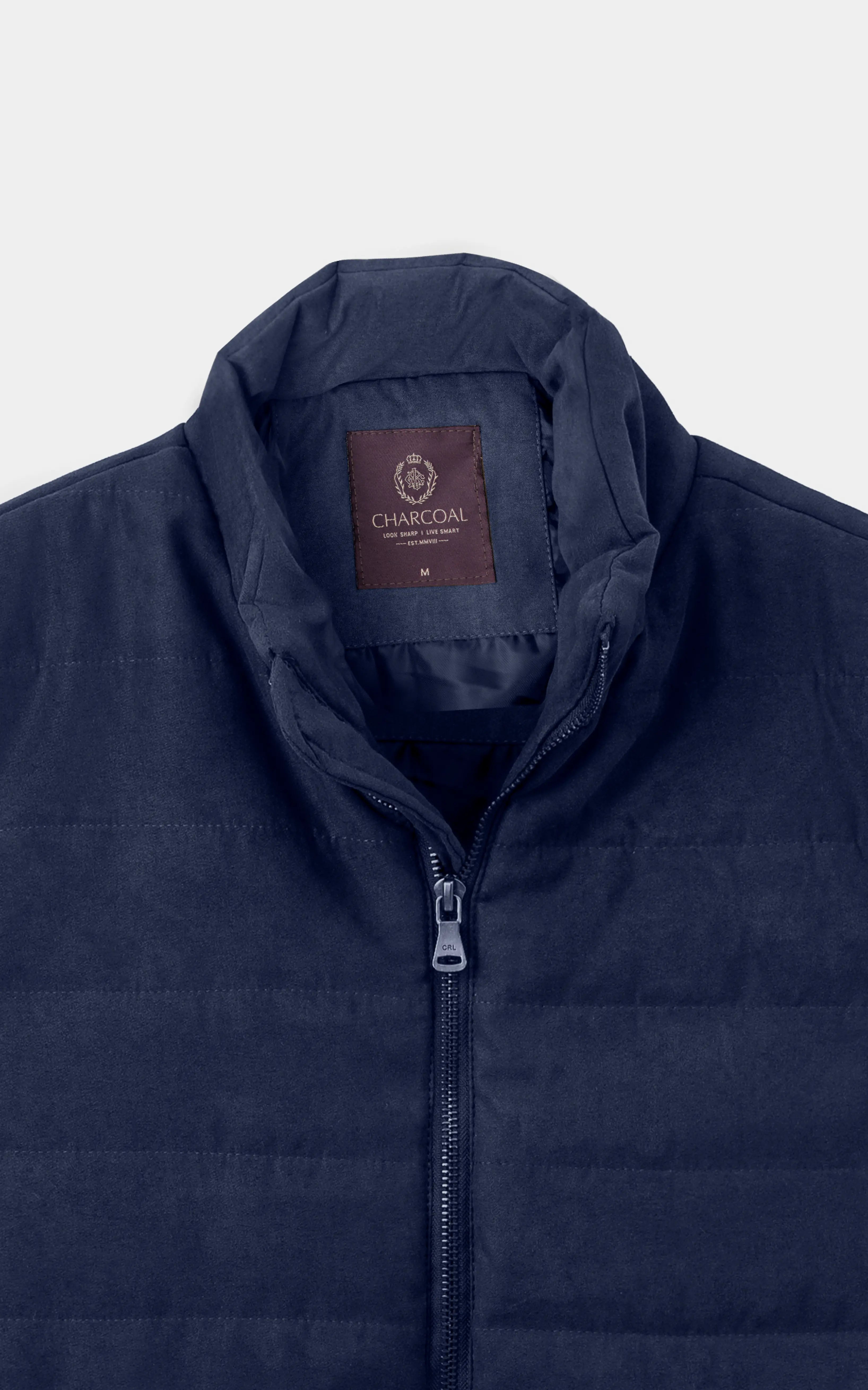 SMART FIT SLEEVELESS SUEDE JACKET NAVY