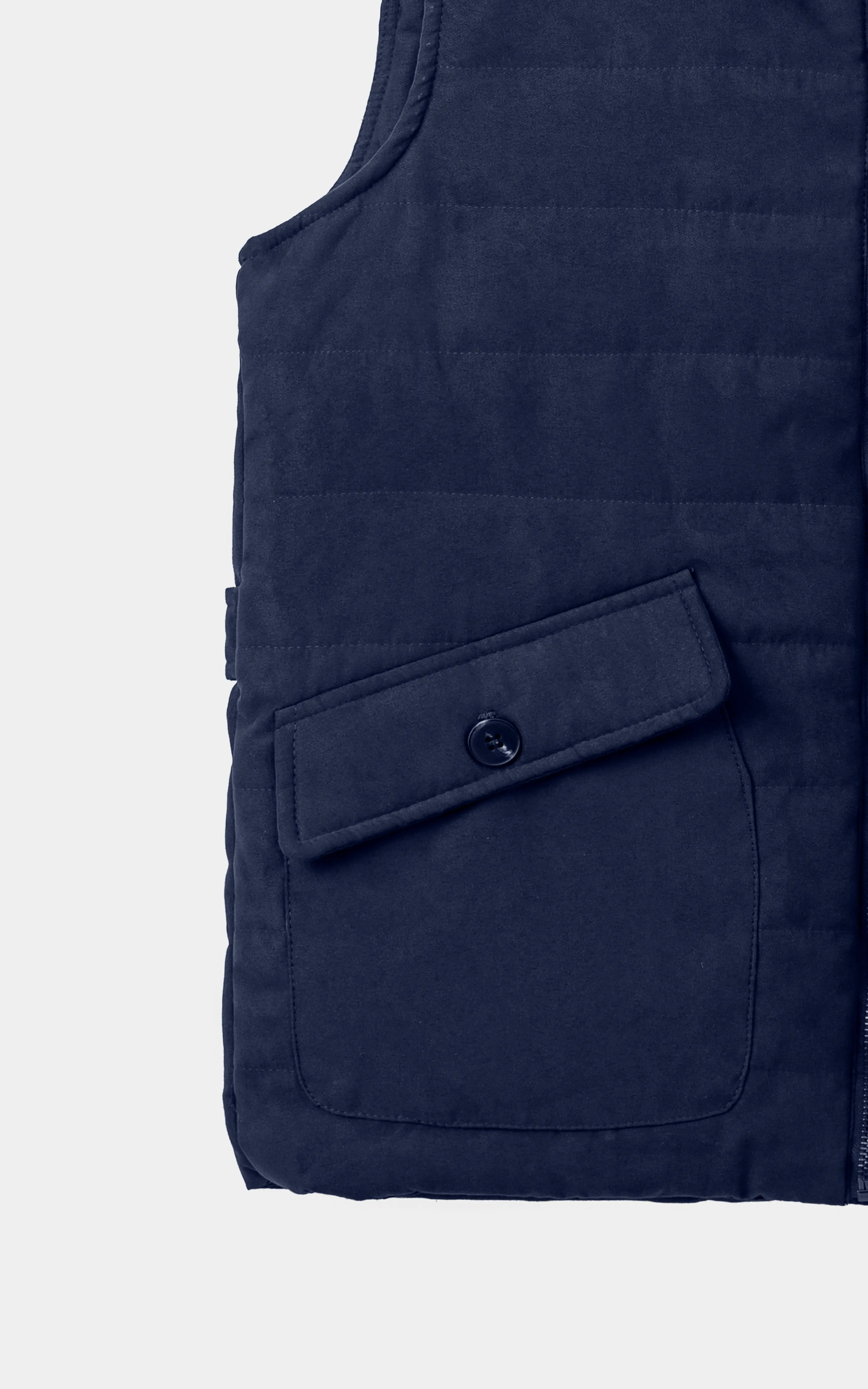 SMART FIT SLEEVELESS SUEDE JACKET NAVY