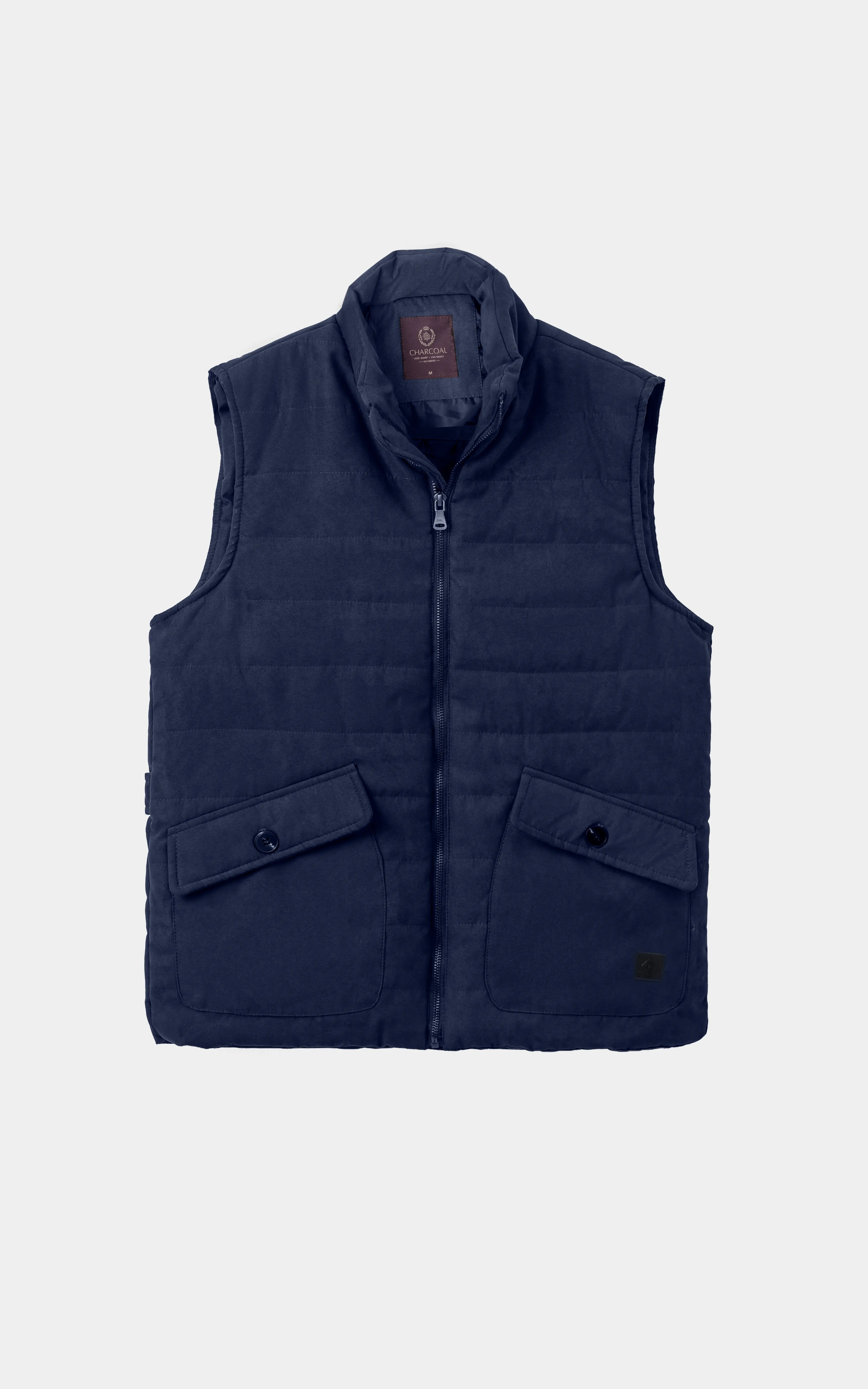 SMART FIT SLEEVELESS SUEDE JACKET NAVY
