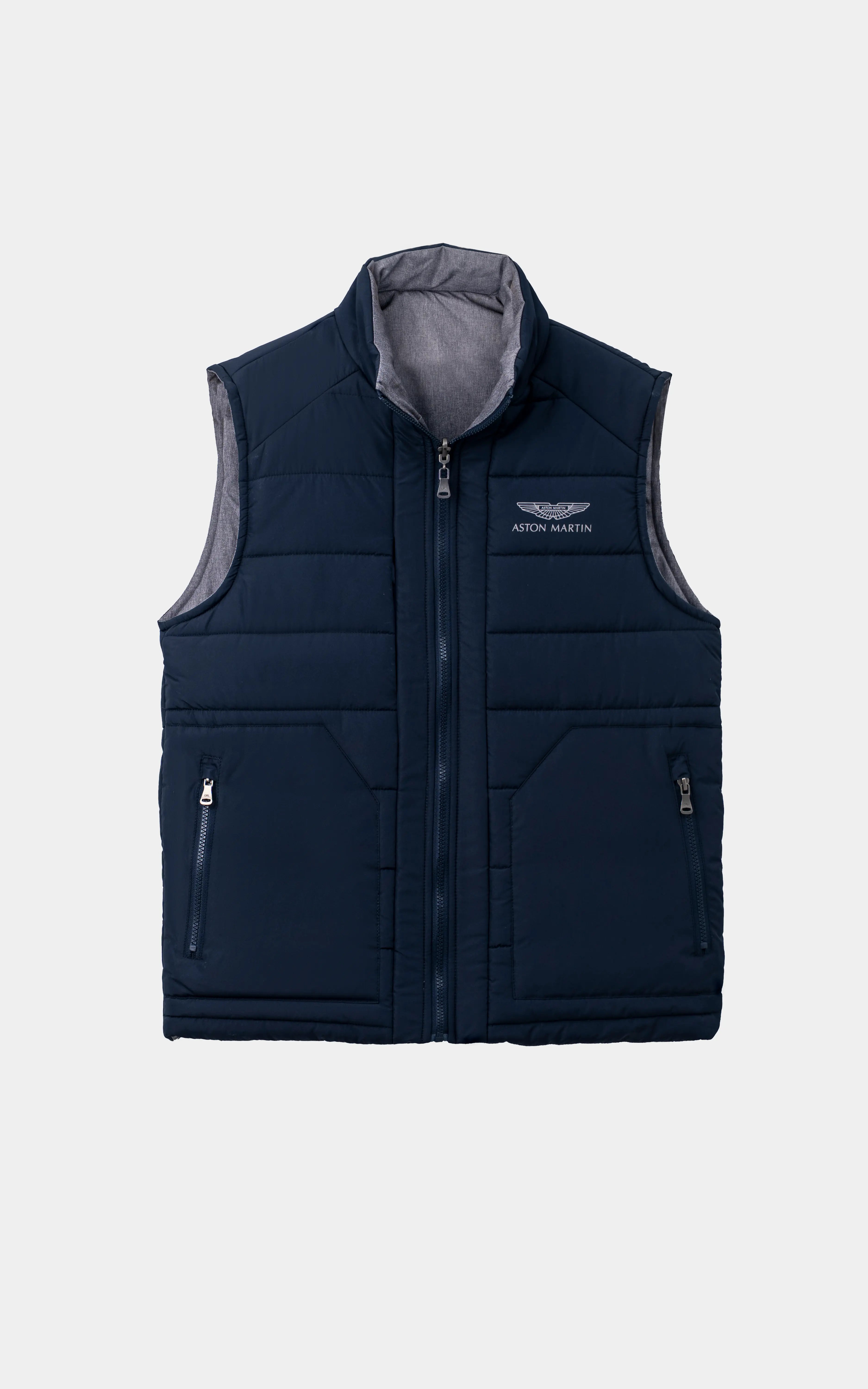 SMART FIT SLEEVELESS REVERSIBLE JACKET NAVY GREY MELANGE