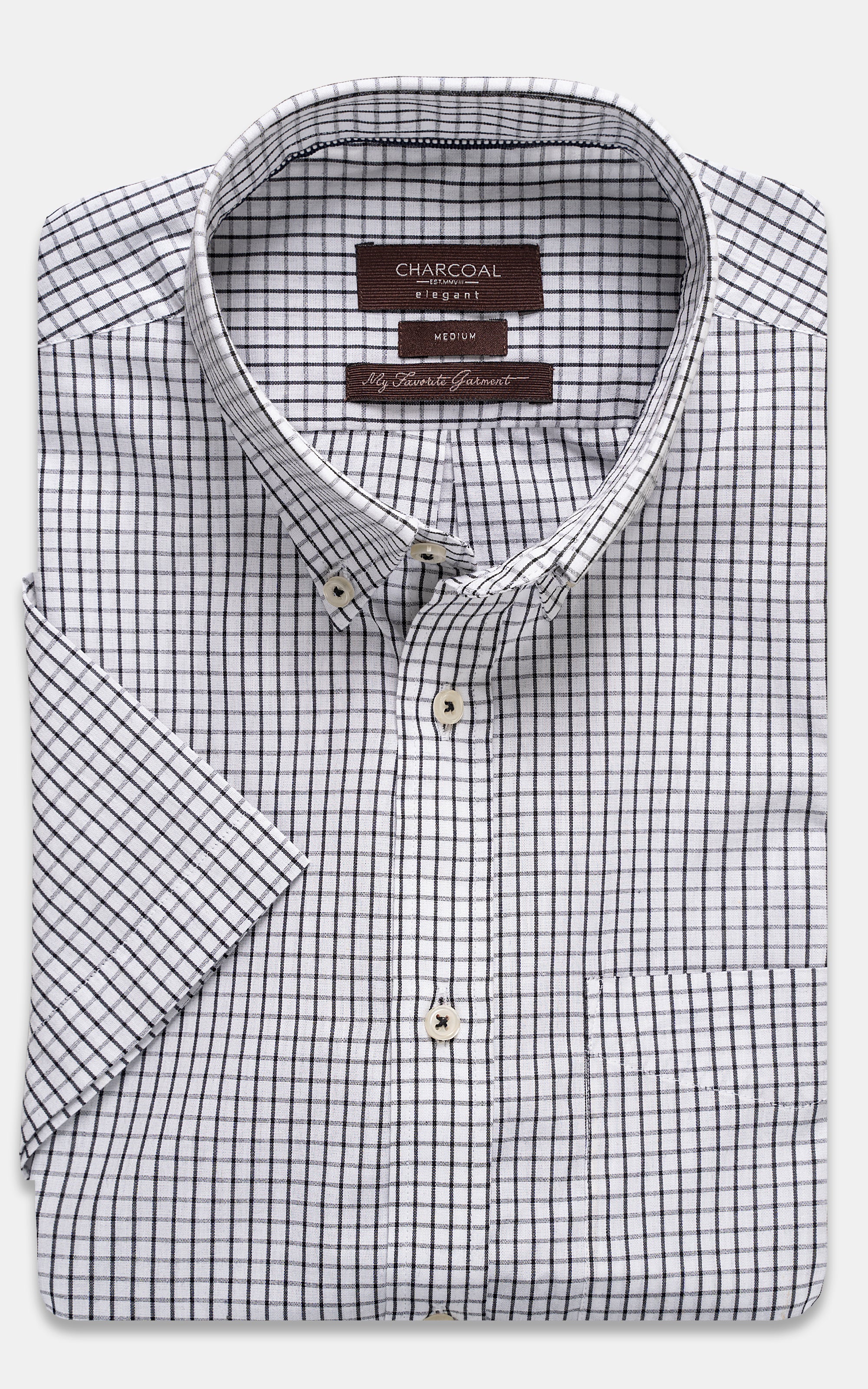 SEMI FORMAL SHIRT HALF SLEEVE BLACK GREY