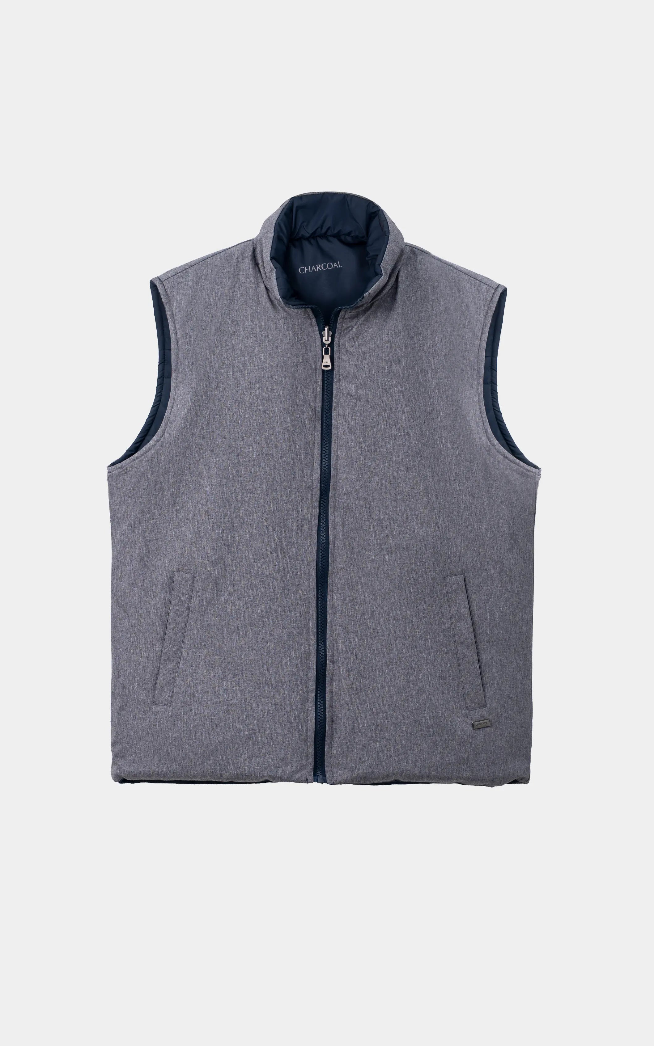 SMART FIT SLEEVELESS REVERSIBLE JACKET NAVY GREY MELANGE