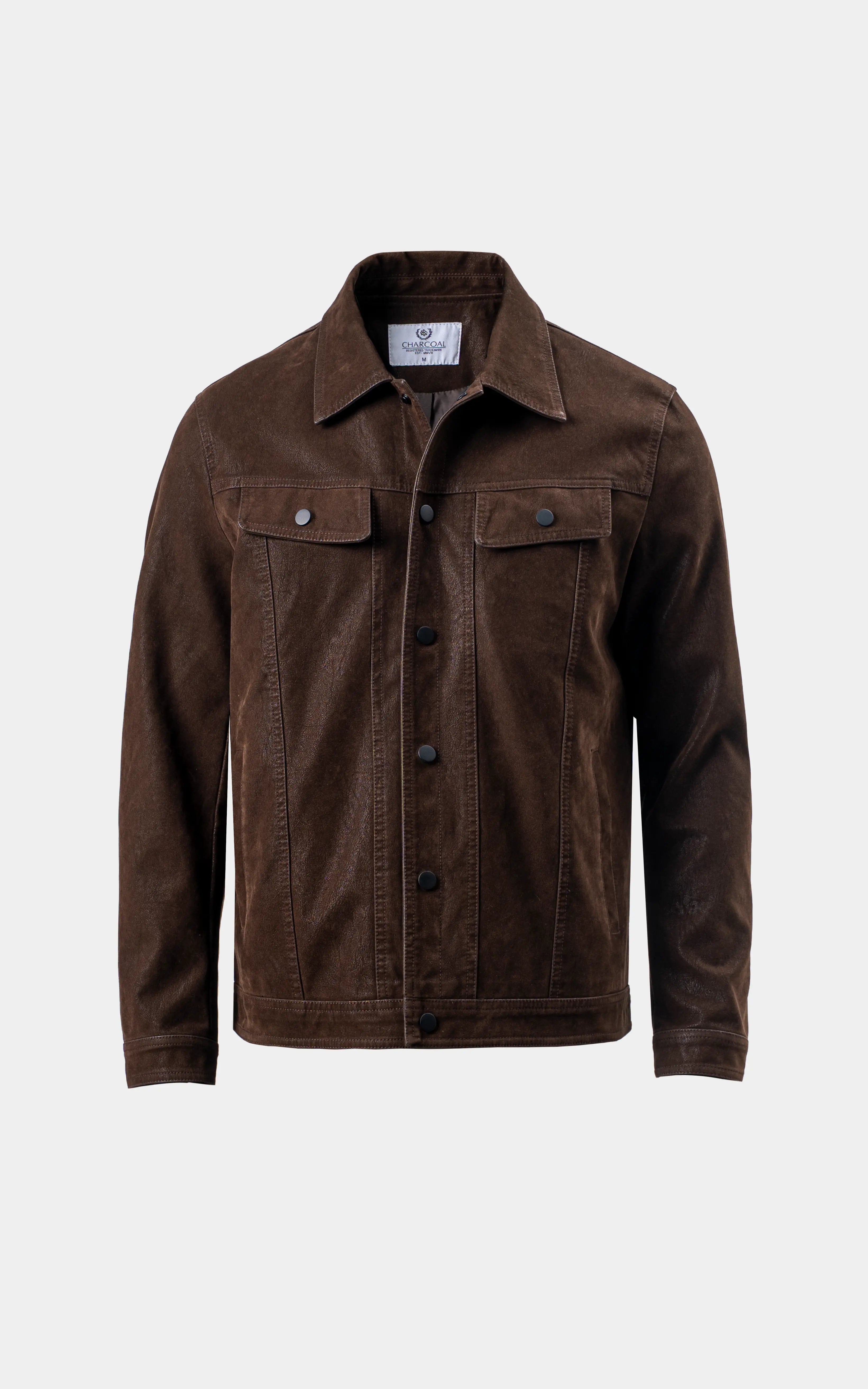 PU Leather Jacket Dark Brown