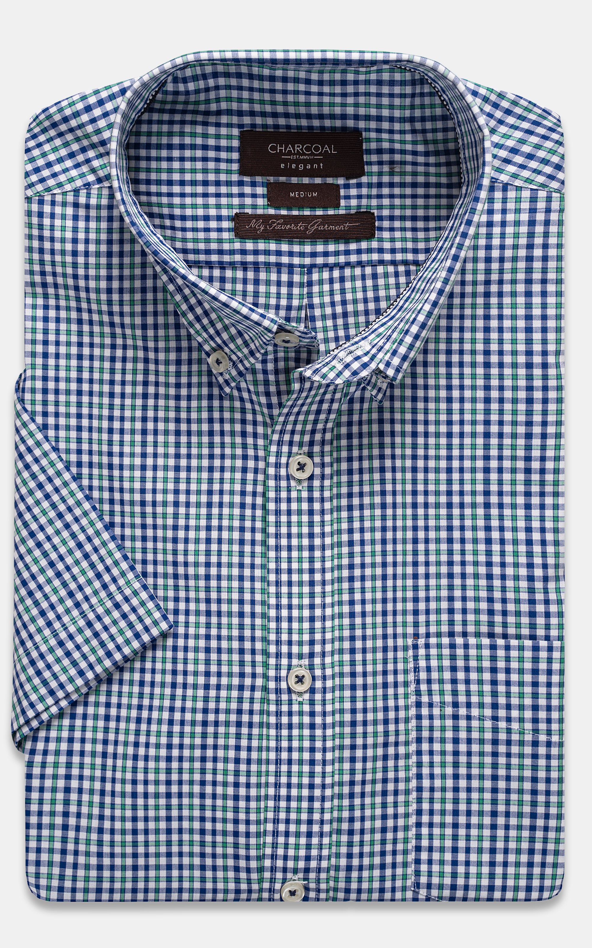 SEMI FORMAL SHIRT HALF SLEEVE BLUE GREEN