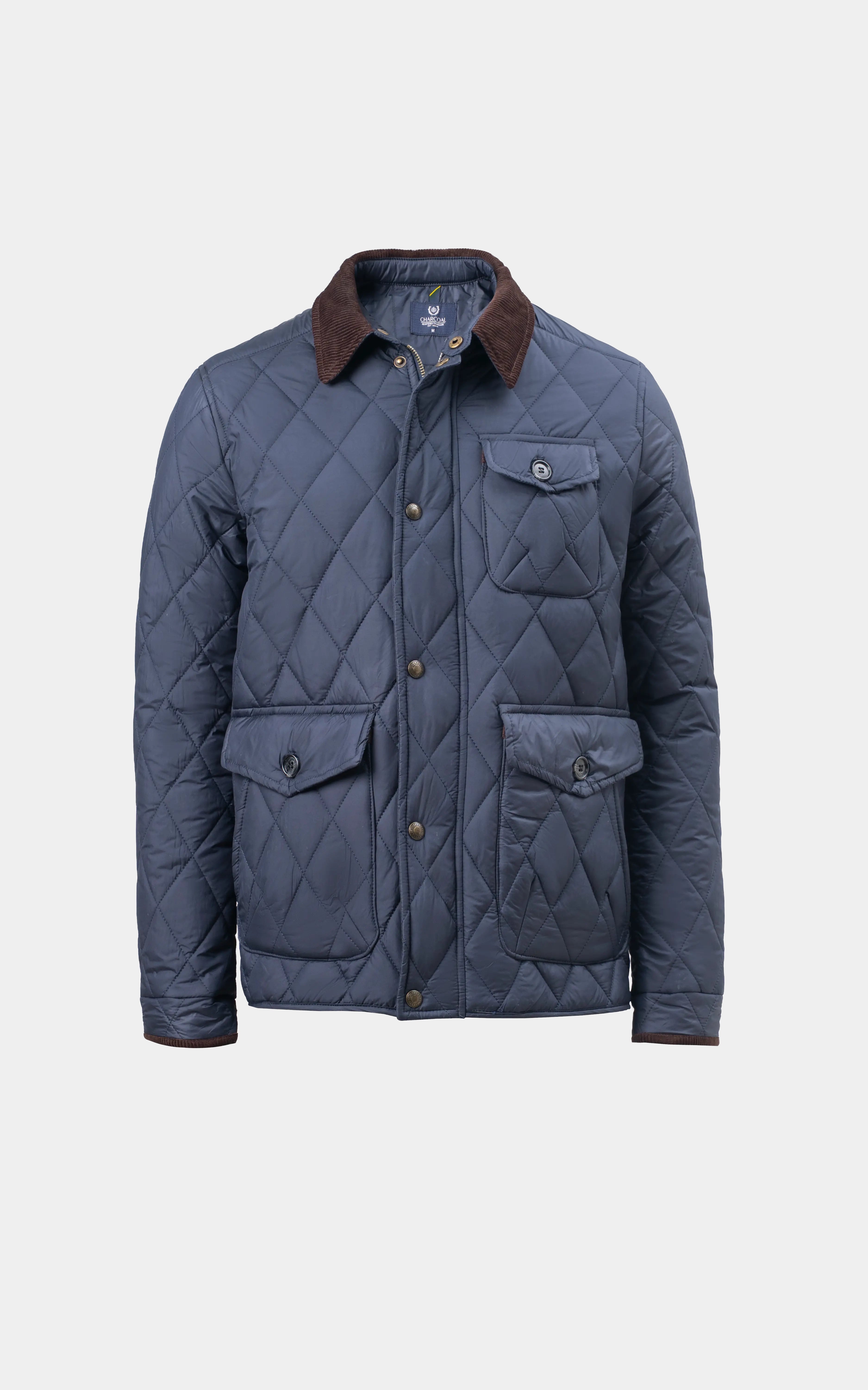 REGULAR FIT FULLSLEEVE QUILTED JACKET NAVY