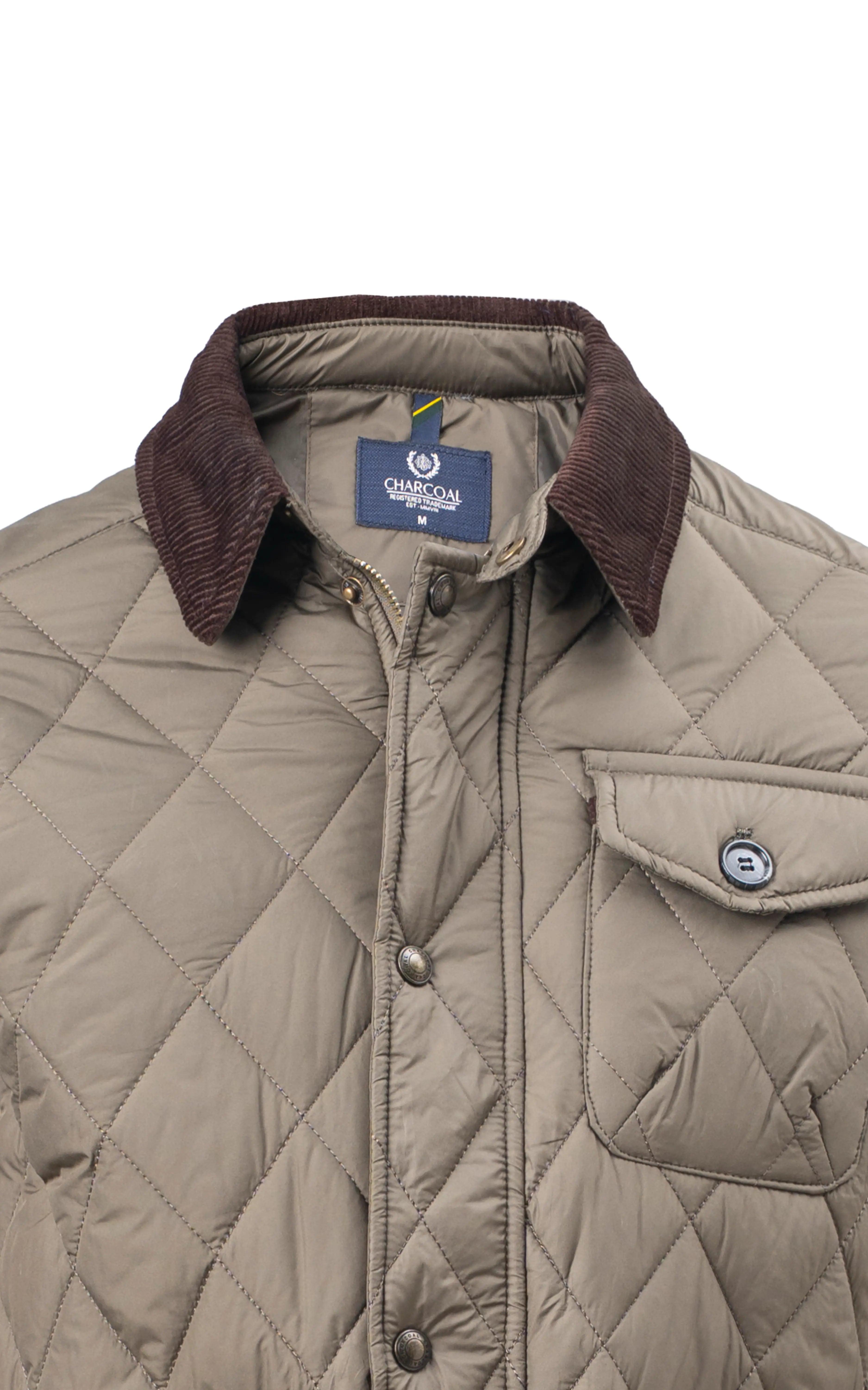 REGULAR FIT FULLSLEEVE QUILTED JACKET OLIVE