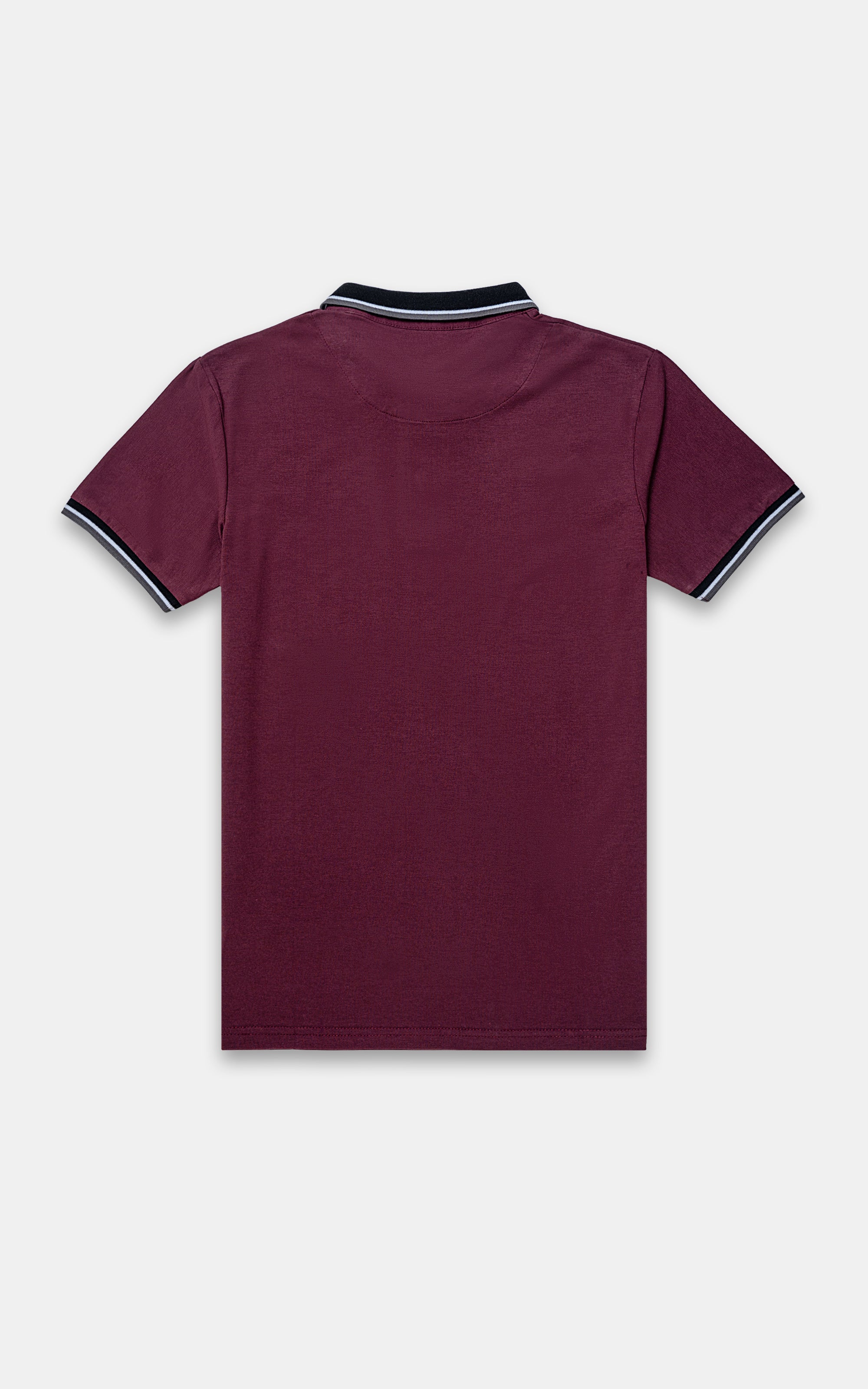 Maroon polo shirt, short sleeves, contrast collar trim