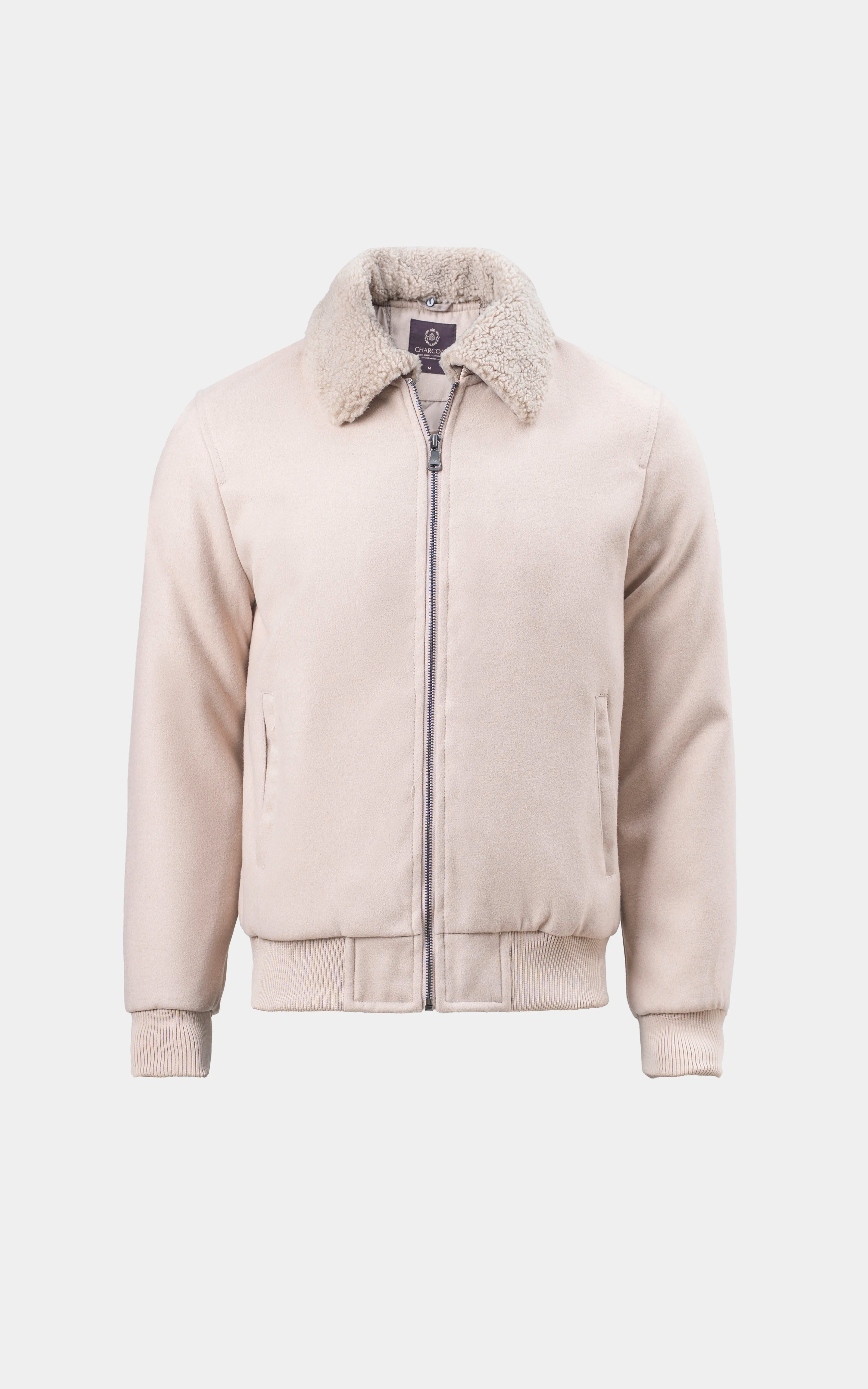 SMART FIT FULLSLEEVE FUR COLLAR WOOL JACKET BEIGE