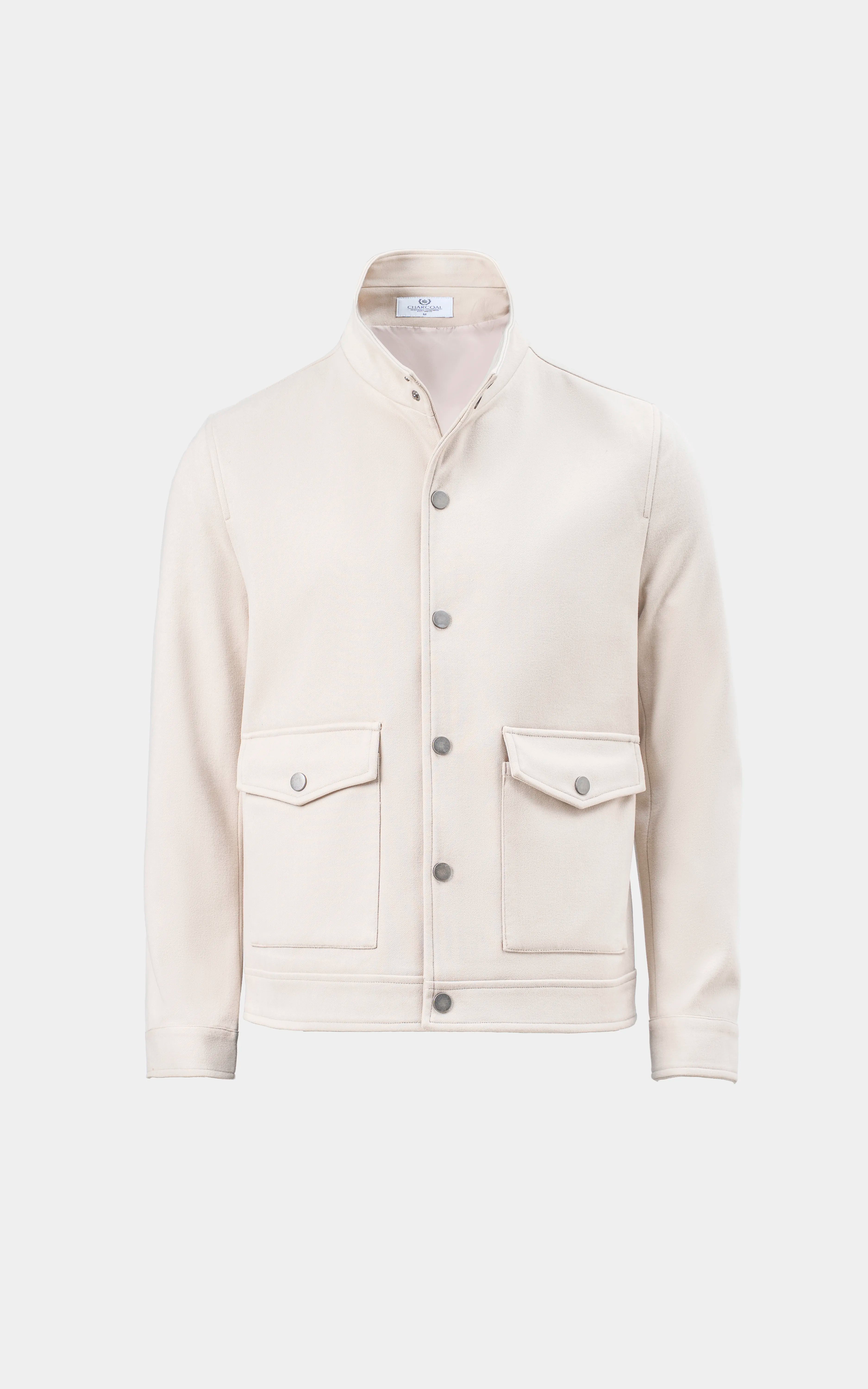 SMART FIT FULLSLEEVE BAN COLLAR JACKET OFF WHITE