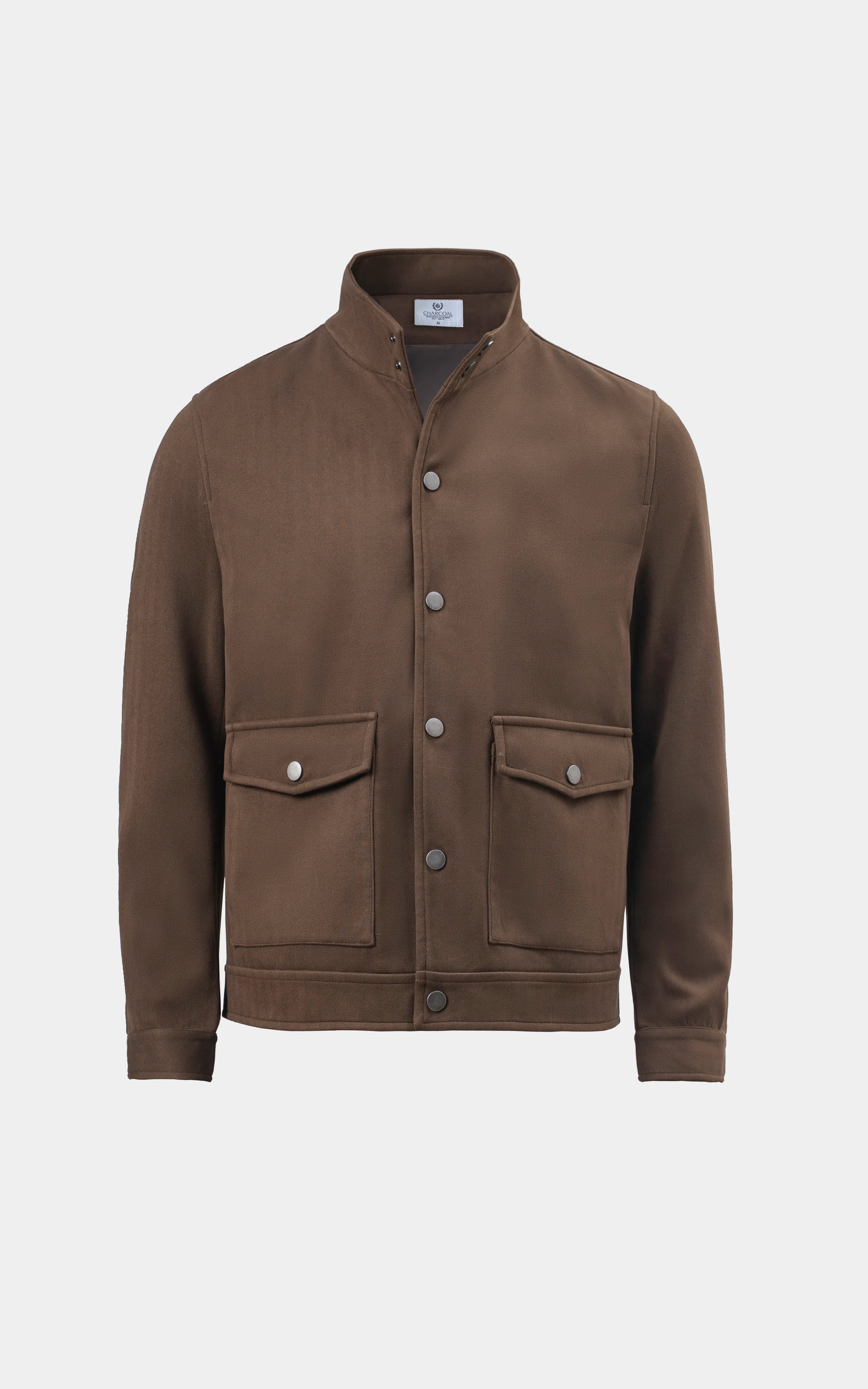 SMART FIT FULLSLEEVE BAN COLLAR JACKET BROWN