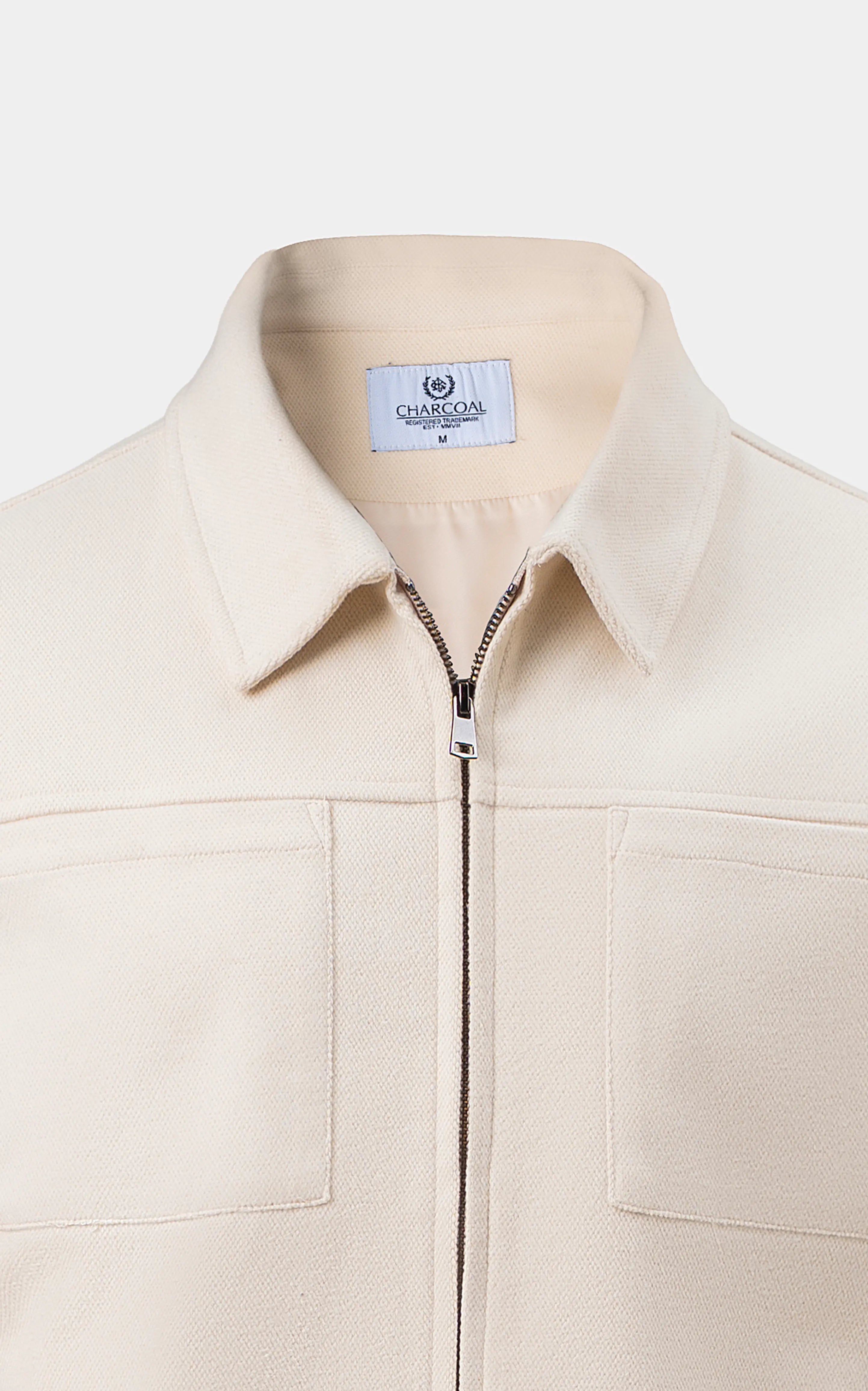 REGULAR FIT FULLSLEEVE COLLAR JACKET OFF WHITE