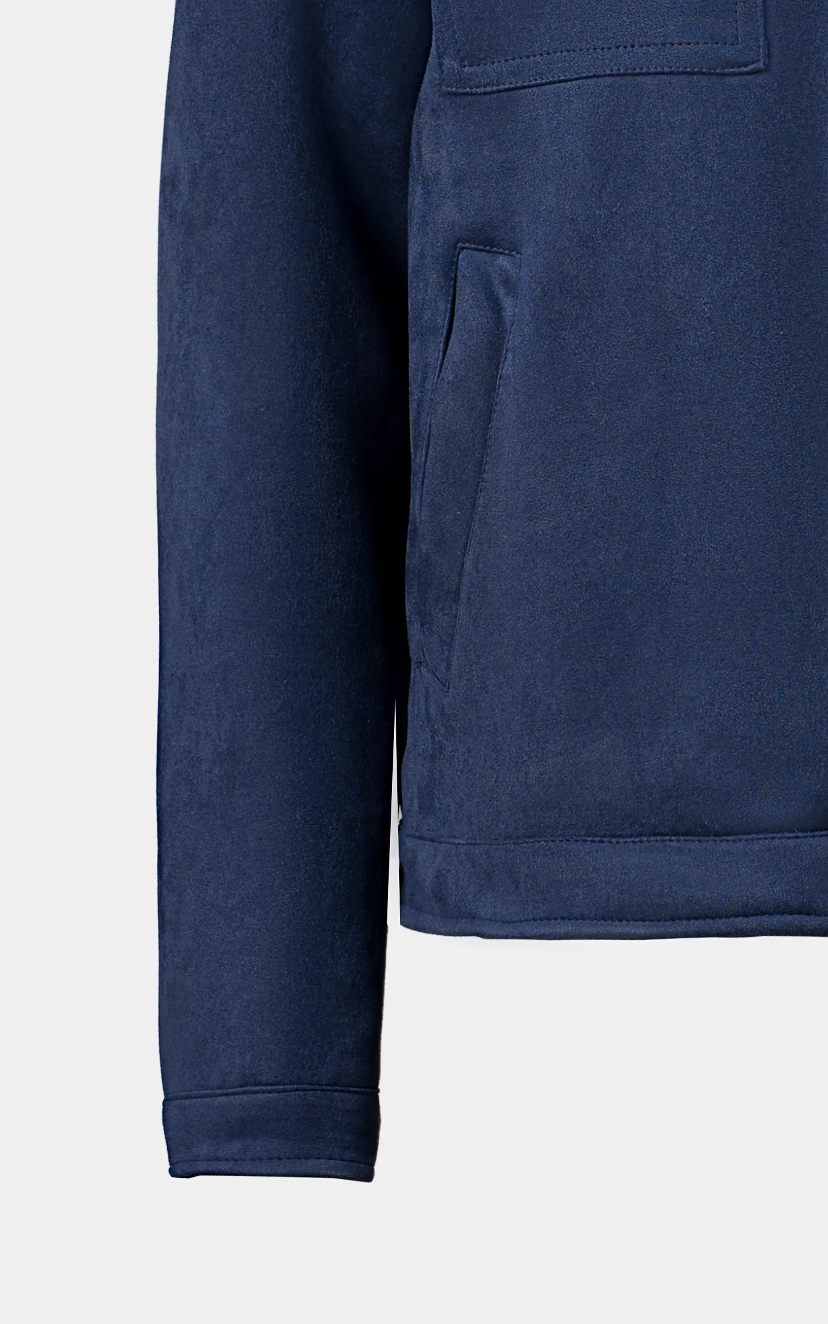 SMART FIT FULLSLEEVE FUR COLLAR SUEDE JACKET BLUE