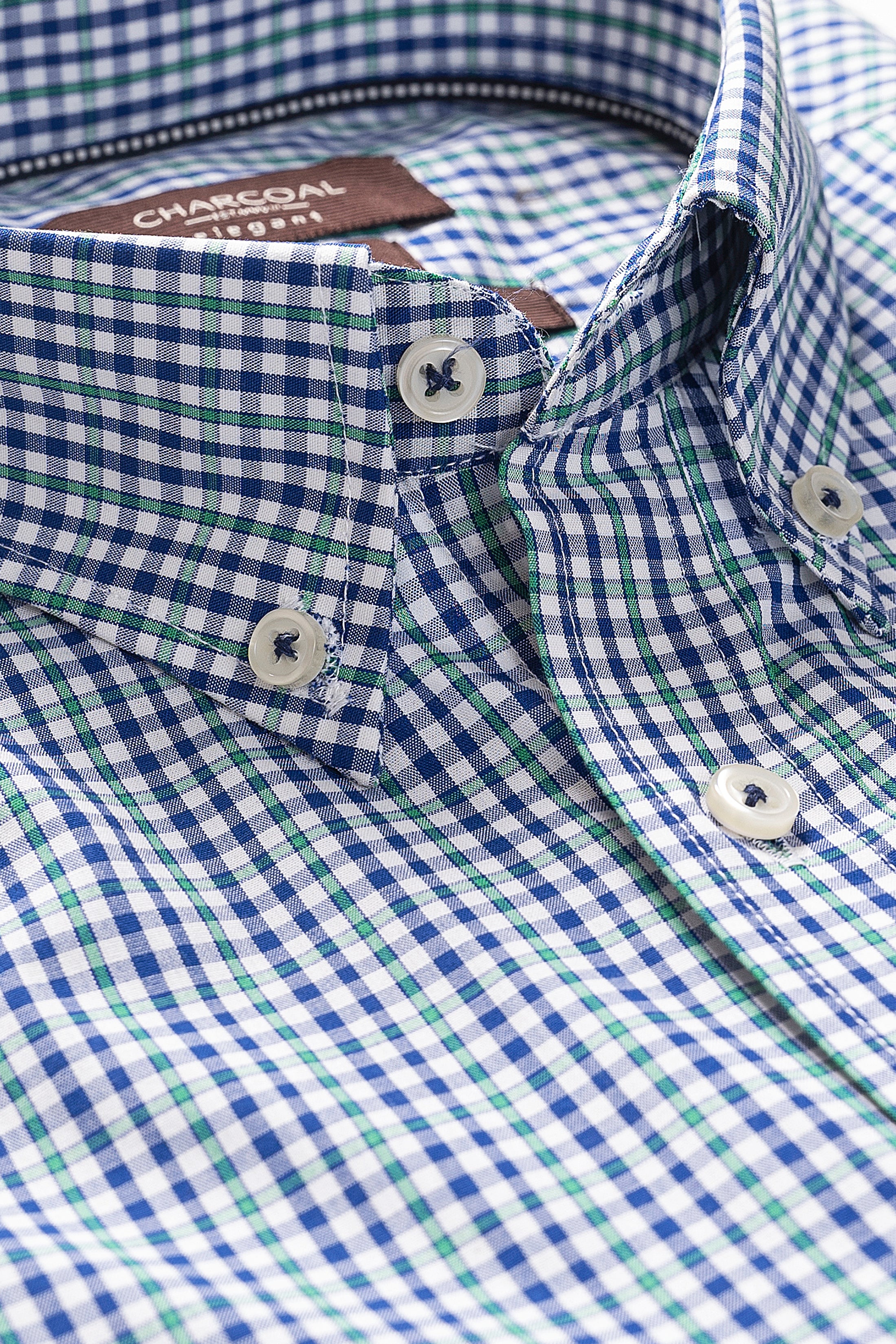 SEMI FORMAL SHIRT HALF SLEEVE BLUE GREEN