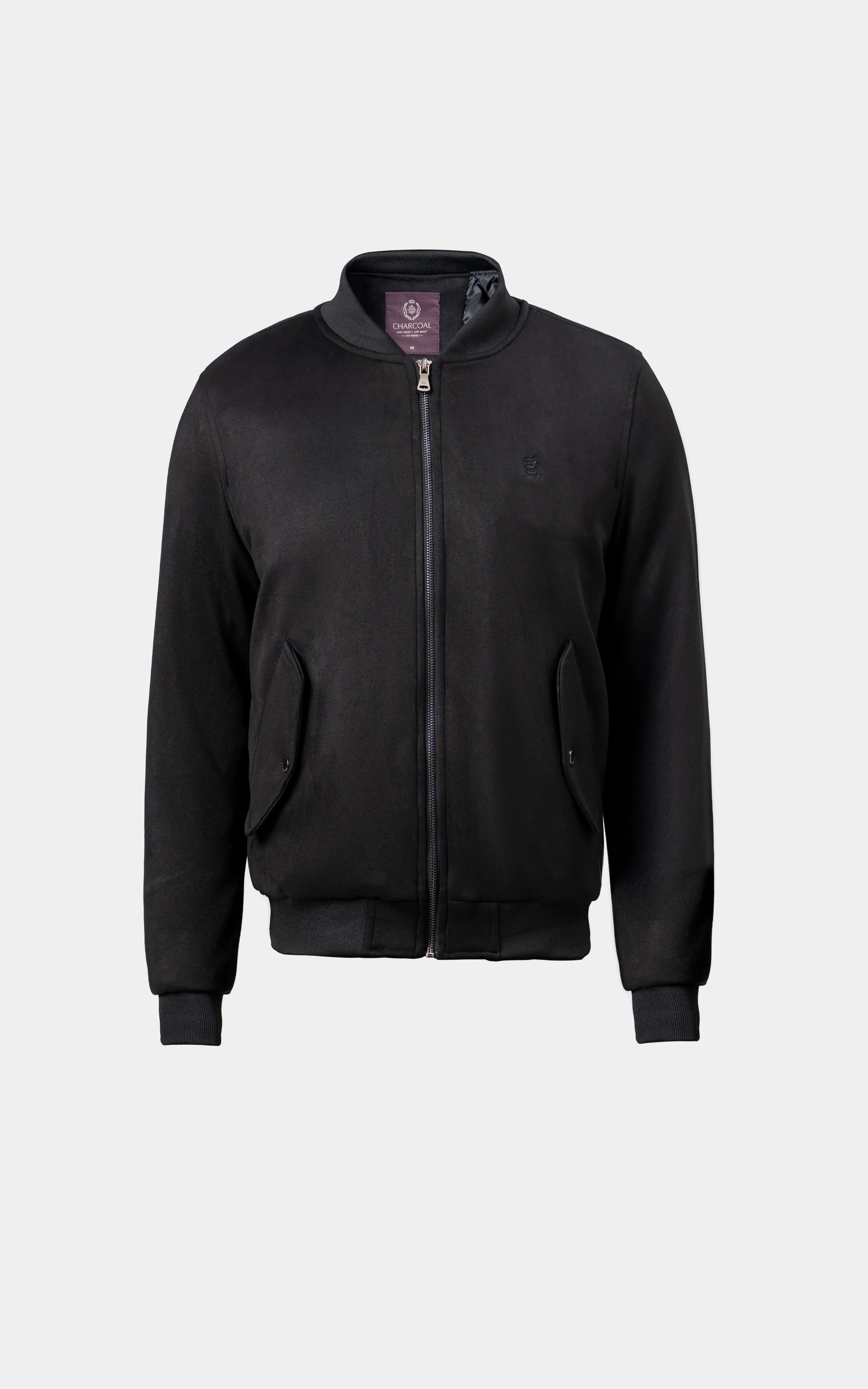 SMART FIT FULLSLEEVE SUEDE BOMBER JACKET BLACK