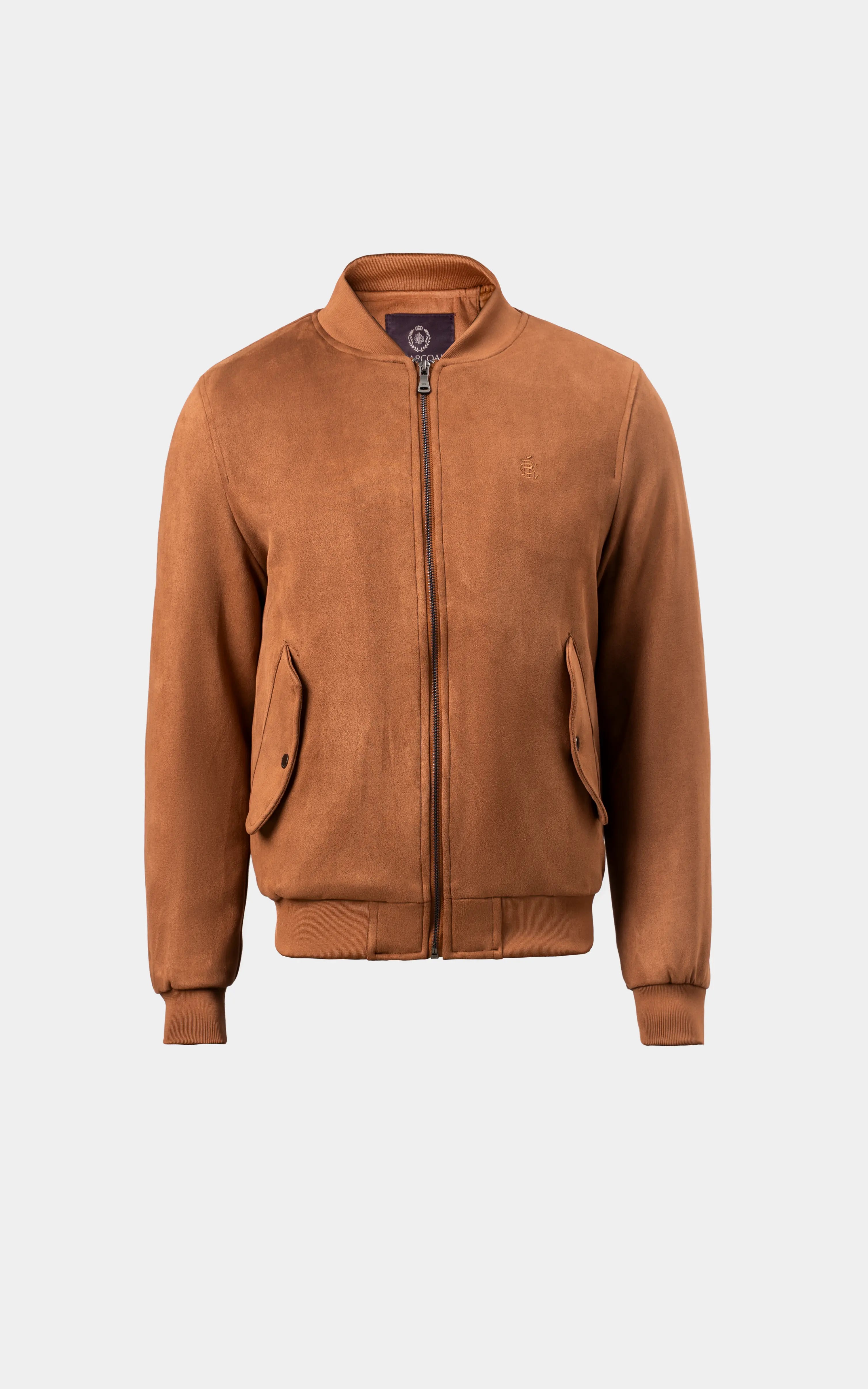 SMART FIT FULLSLEEVE SUEDE BOMBER JACKET RUST